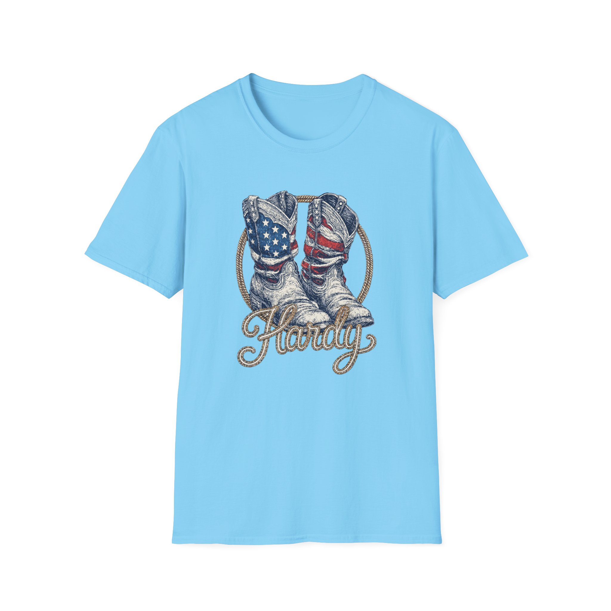 Hd Boots Americana Ringer Unisex Softstyle T-Shirt - Image 19