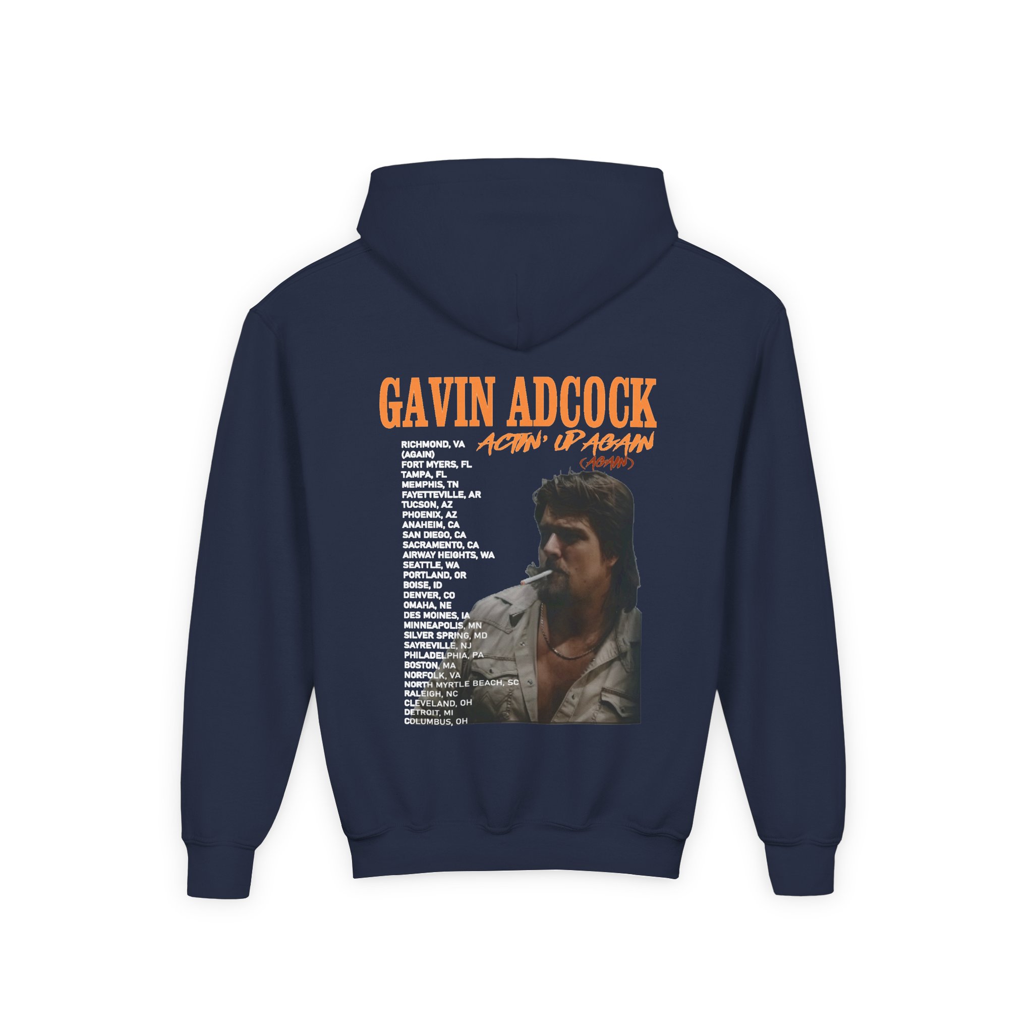 Gavin Adcock Actin' Up Again Tour Youth Heavy Blend Hooded Sweatshirt - Image 4