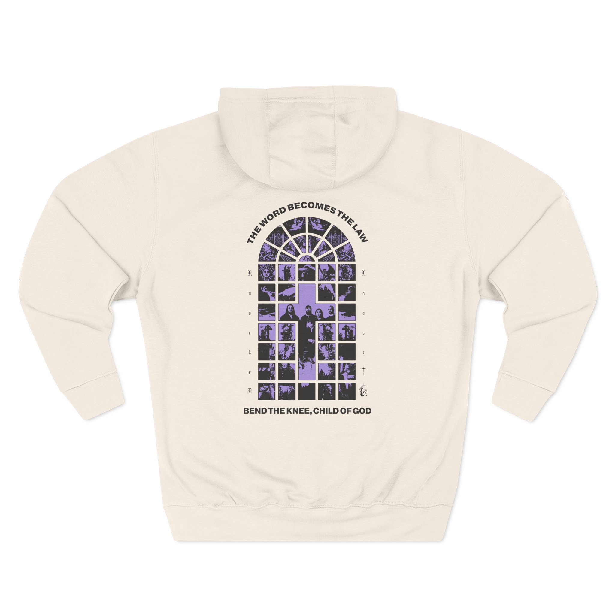 Knocked Loose Purple Cross Three-Panel Fleece Hoodie - Image 6