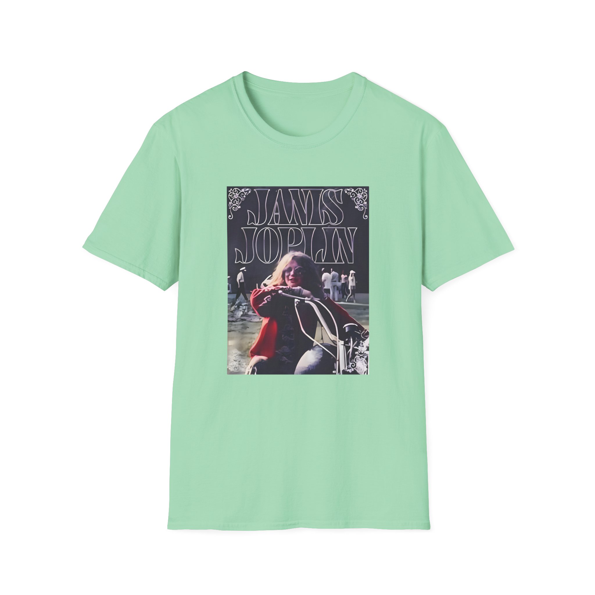 Janis Joplin Greatest Hits Motorcycle Cover Unisex Softstyle T-Shirt - Image 15