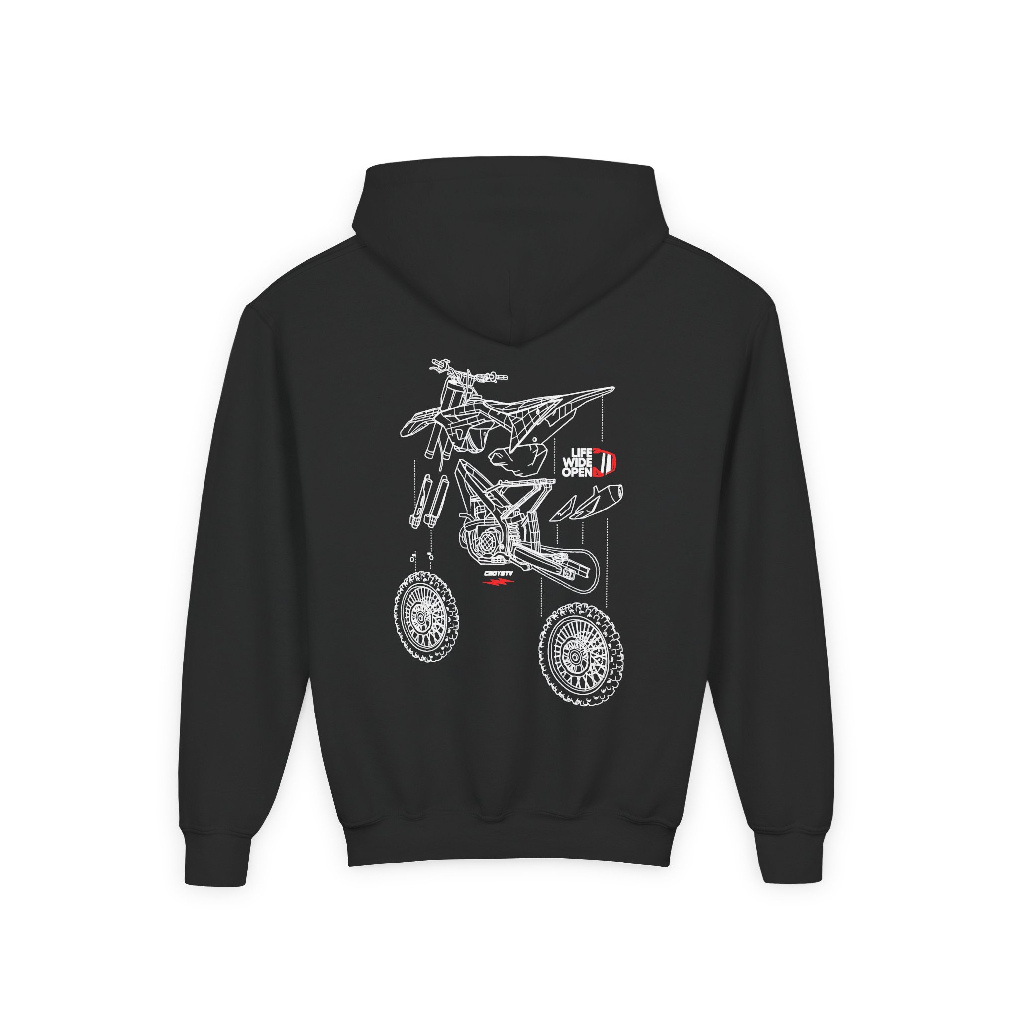 Cboystv Dirtbike Blowup Youth Heavy Blend Hooded Sweatshirt - Image 2
