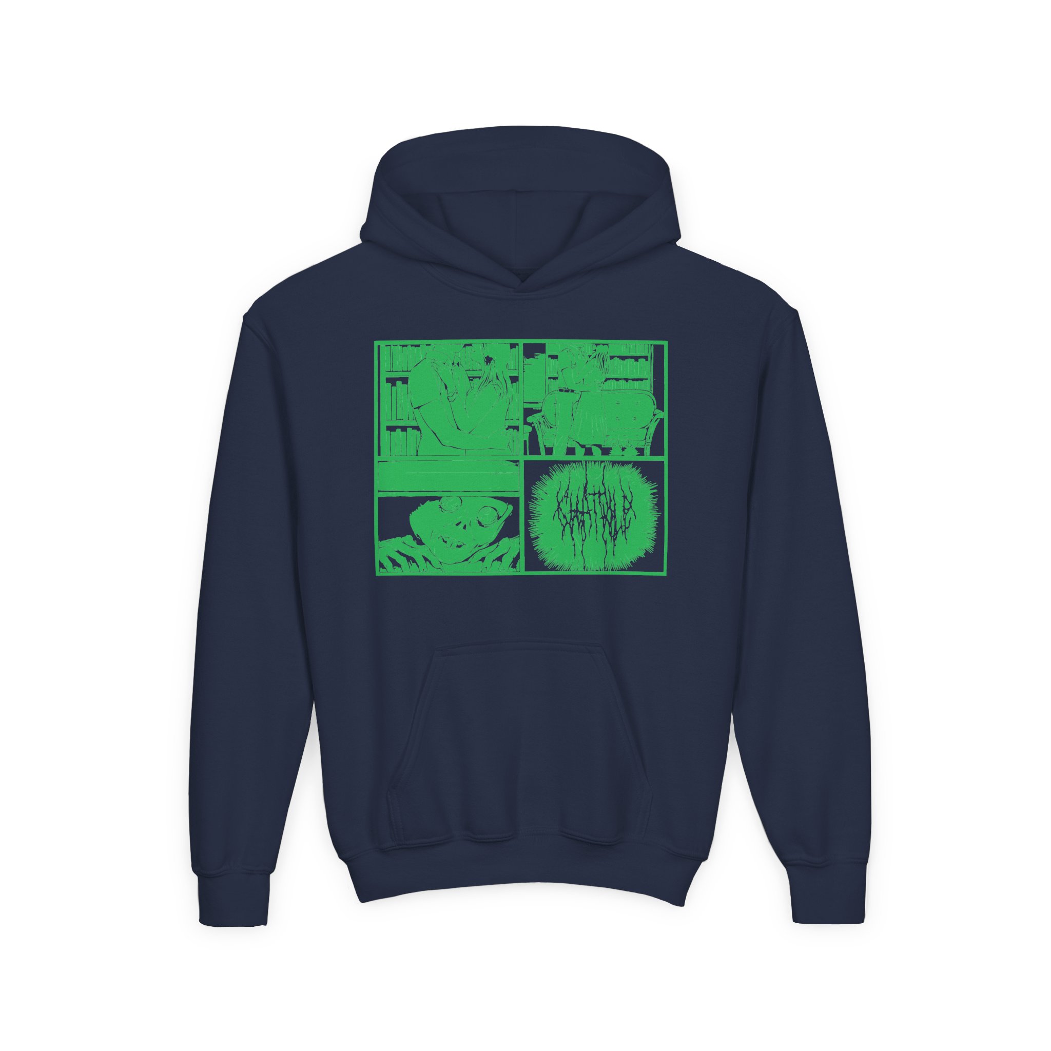 Chat Pile Green Rat Boy Youth Heavy Blend Hooded Sweatshirt - Image 3