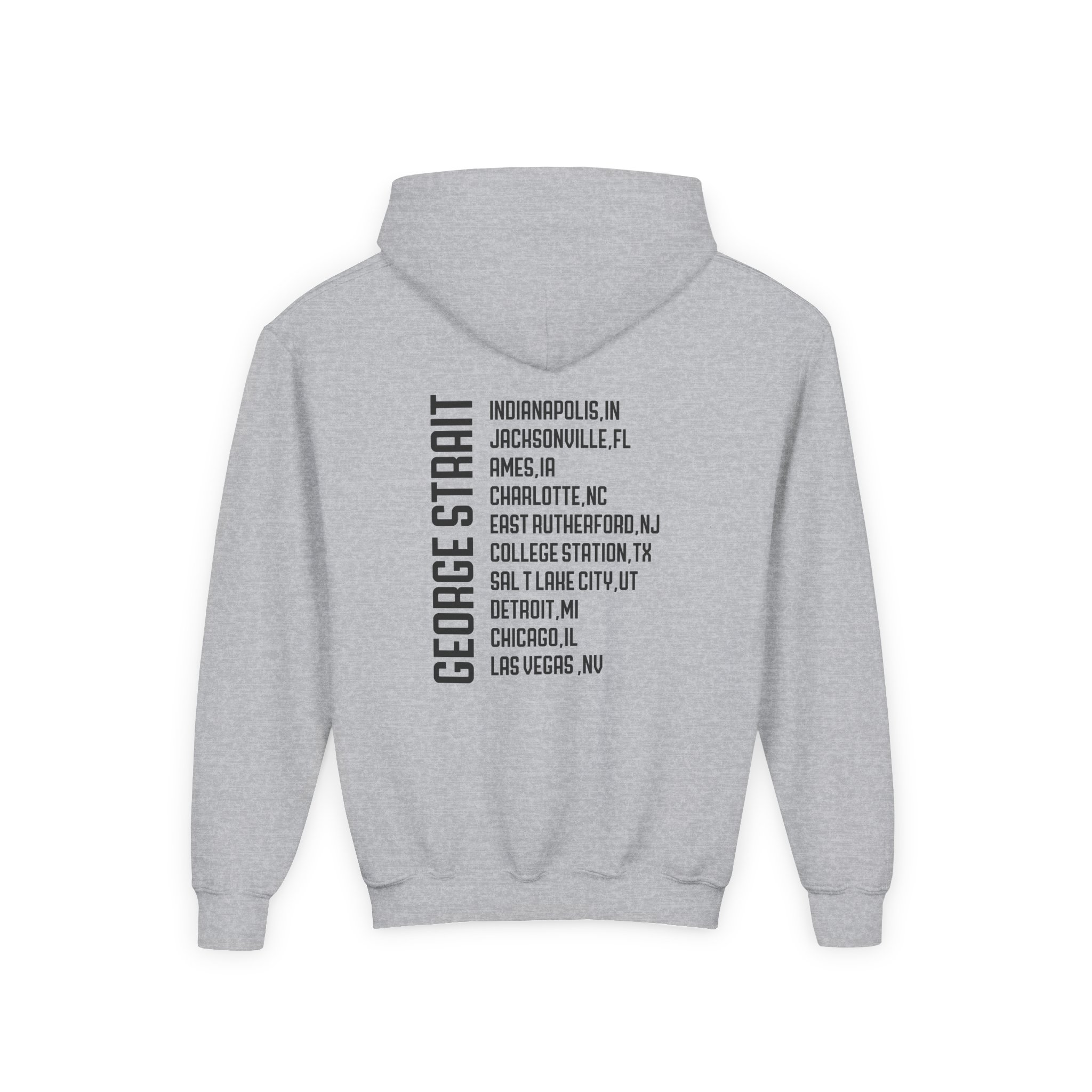 George Strait Heather Denim Silhouette Youth Heavy Blend Hooded Sweatshirt - Image 4