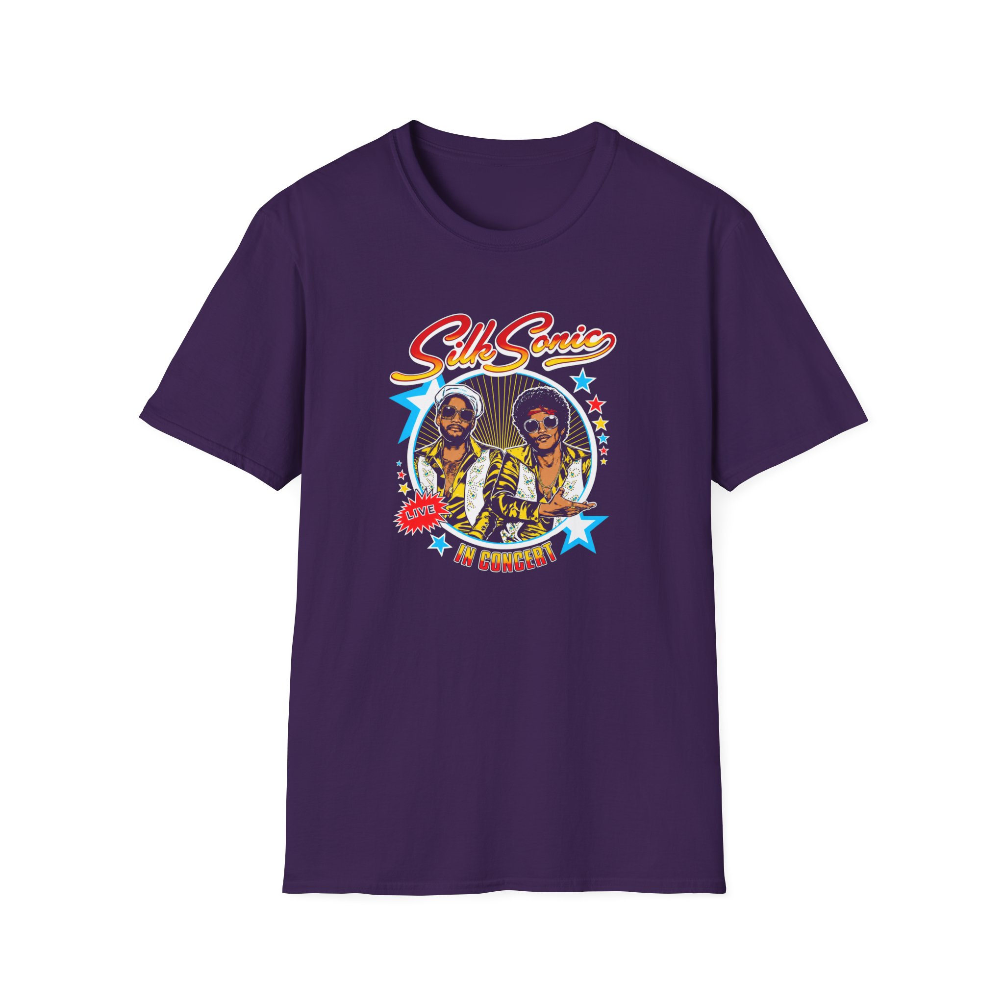 Bruno Mars Silk Sonic in Concert Unisex Softstyle T-Shirt - Image 13