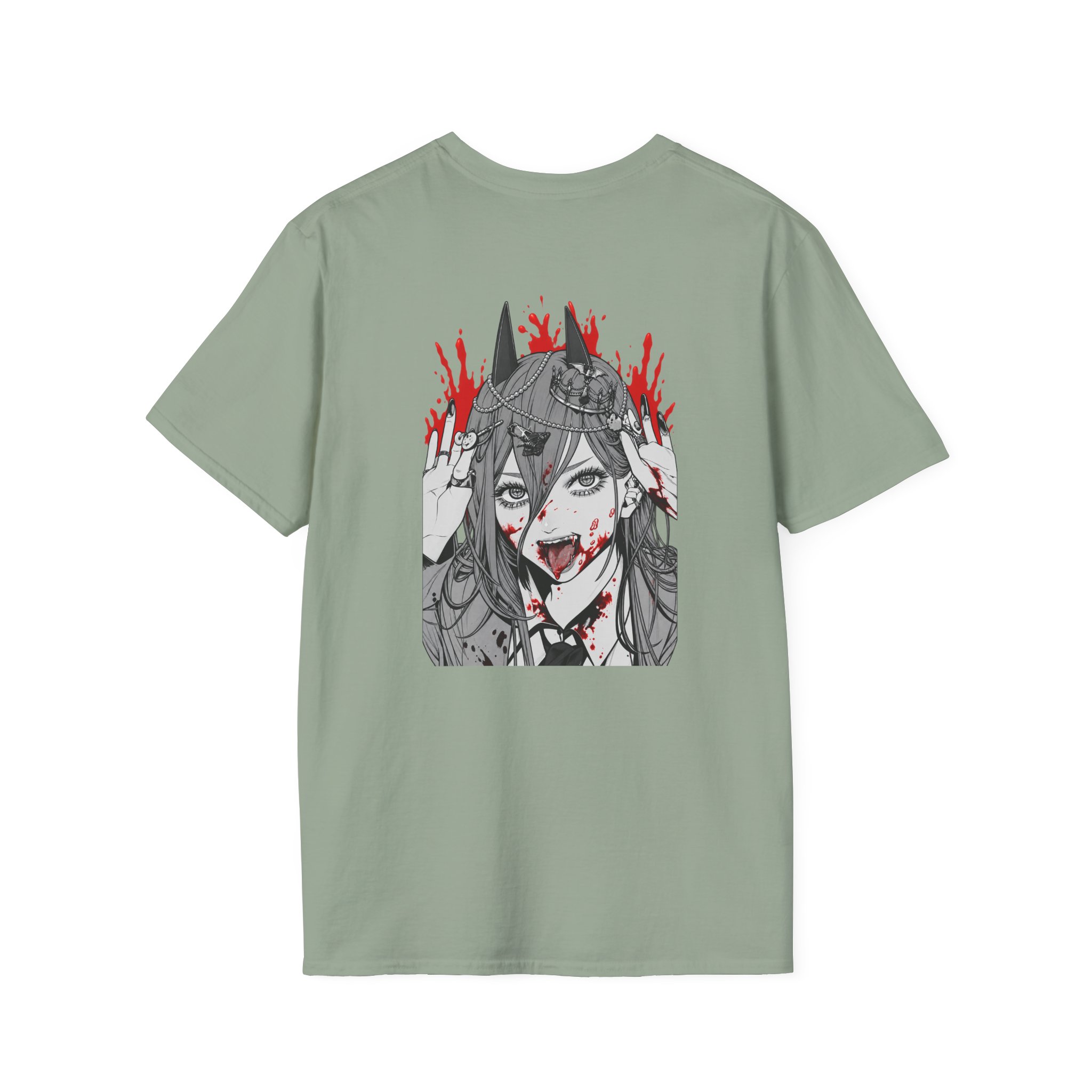 Chainsaw Man Power Grey Melange Unisex Softstyle T-Shirt - Image 6