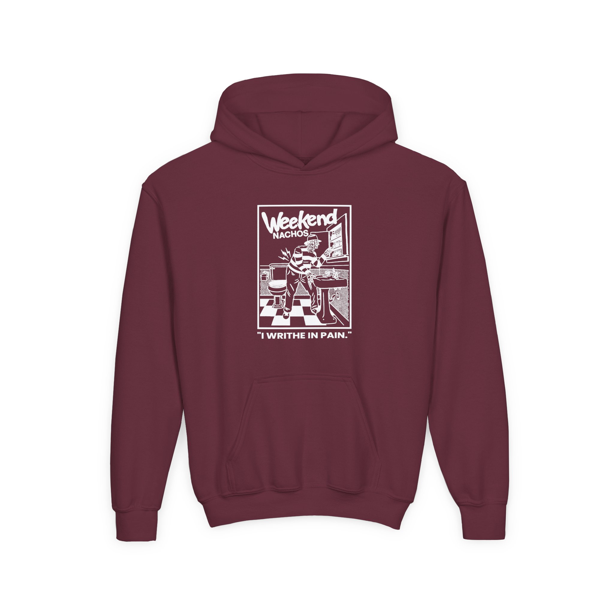 Youth Weekend Nachos I Writhe in Pain Heavy Blend Hooded Sweatshirt - Image 3