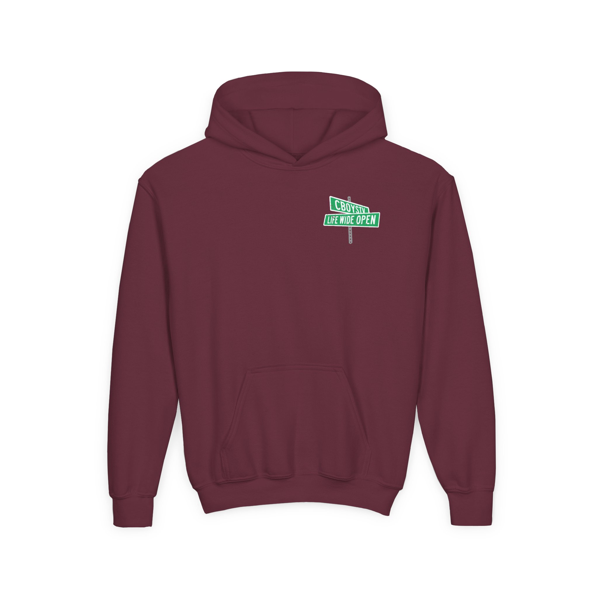 Cboystv Street Sign Youth Heavy Blend Hooded Sweatshirt - Image 3