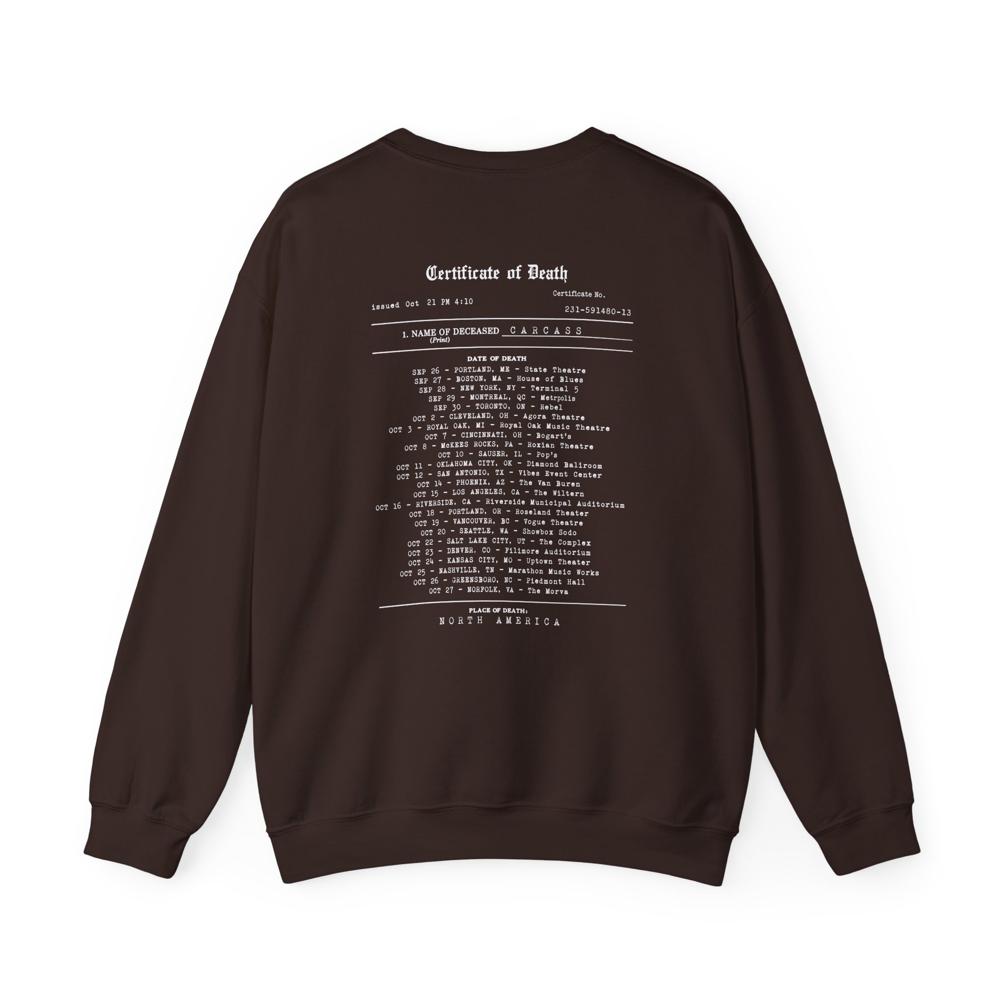 Carcass Certificate of Death Unisex Heavy Blend™ Crewneck Sweatshirt - Image 4