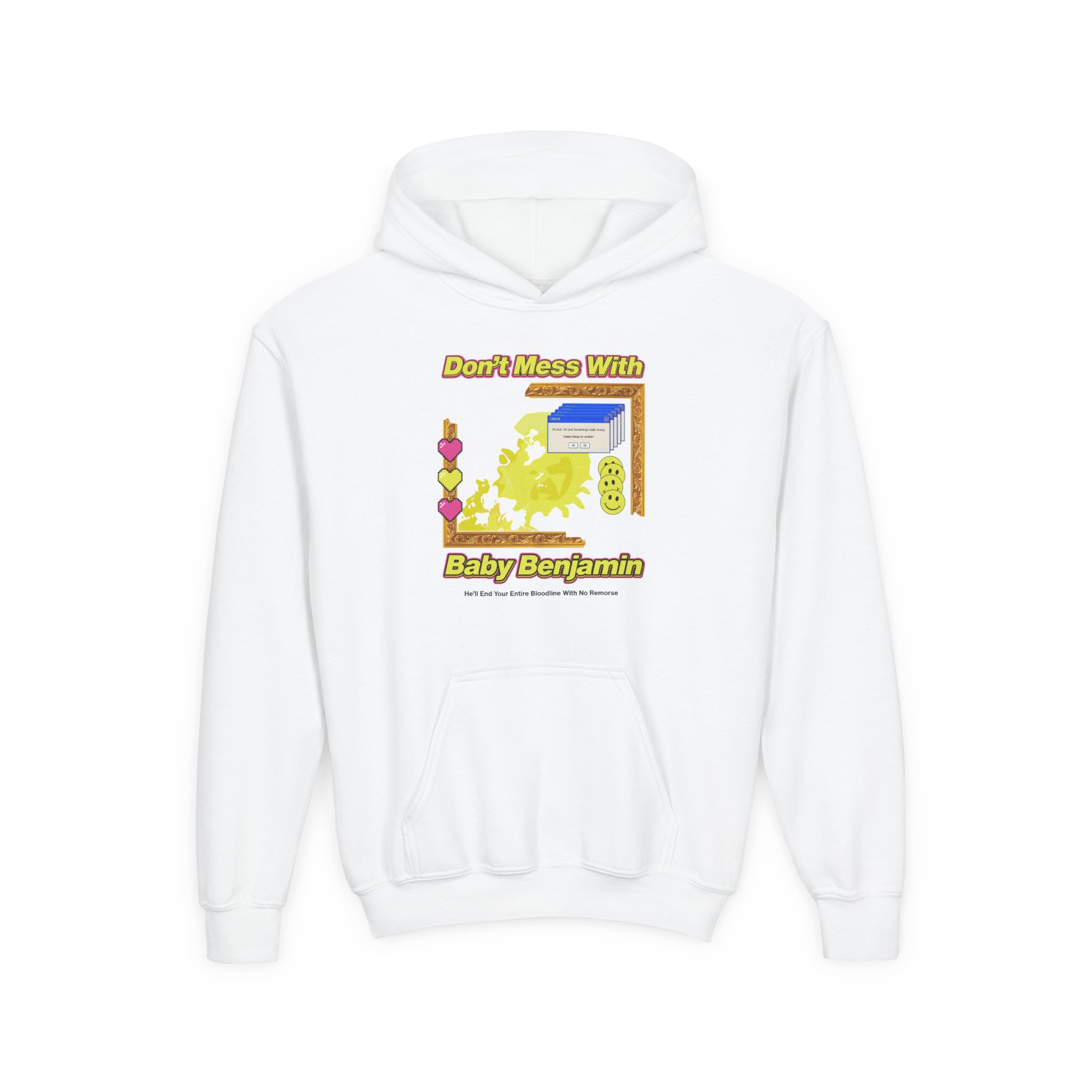 Garrett Watts Don't Mess With Baby Benjamin Youth Heavy Blend Hooded Sweatshirt
