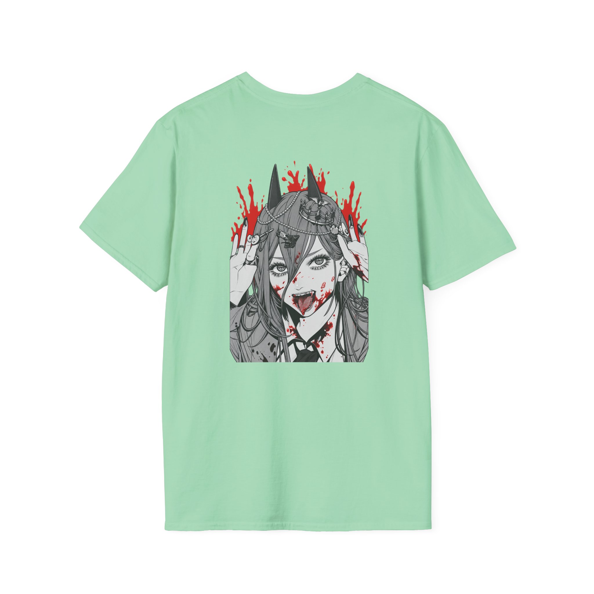 Chainsaw Man Power Grey Melange Unisex Softstyle T-Shirt - Image 10