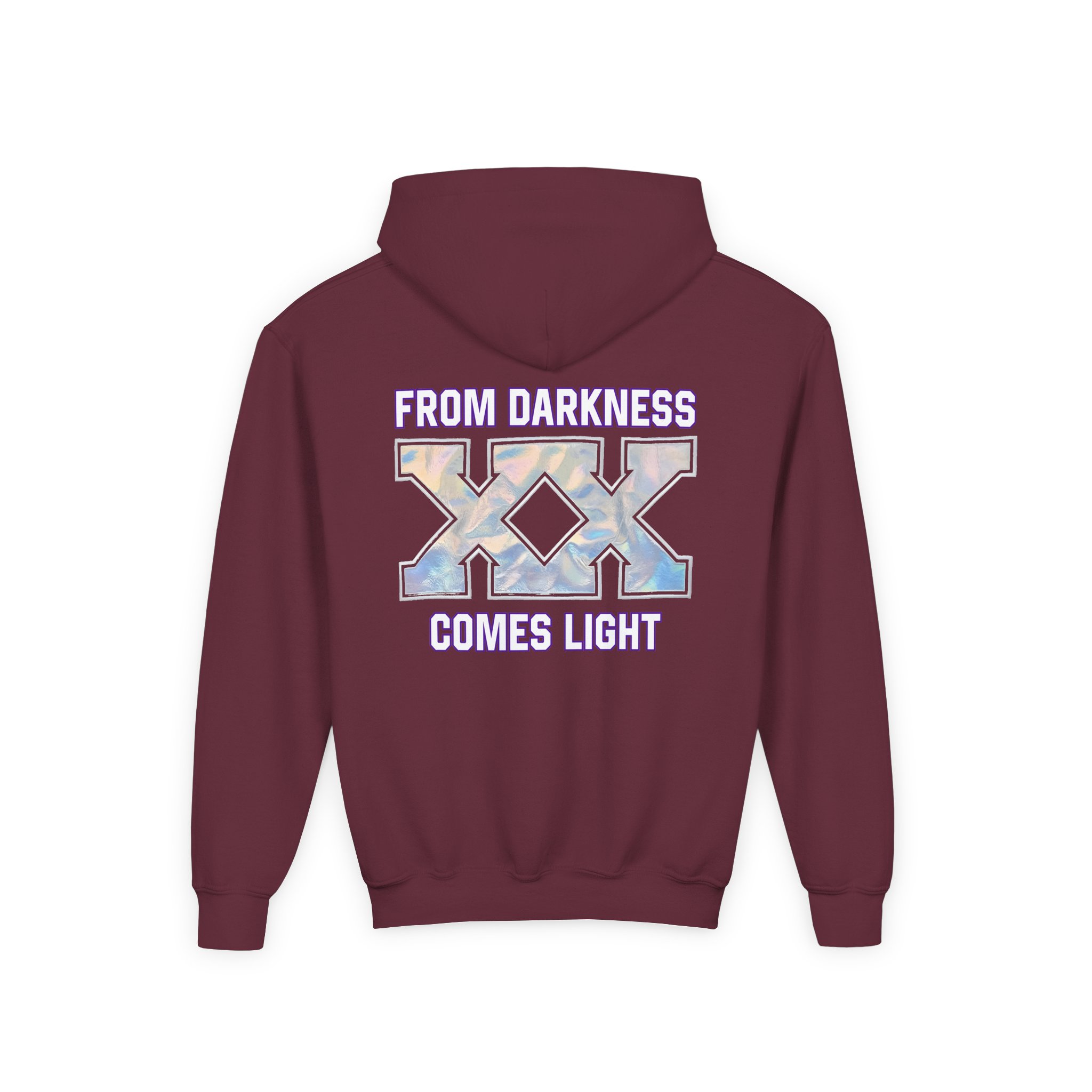 Deathpact From Darkness xx Comes Light Youth Heavy Blend Hooded Sweatshirt - Image 4
