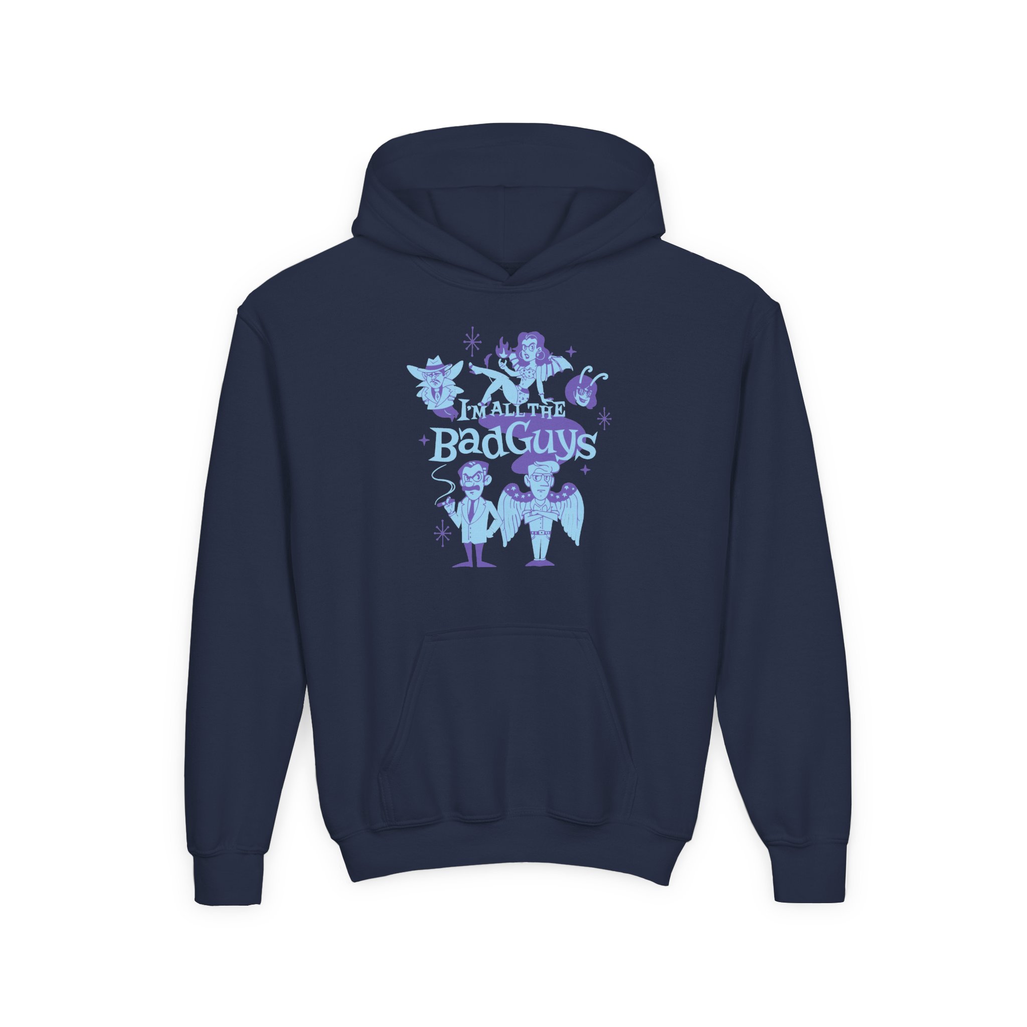Dropout I'm All The Bad Guys Youth Heavy Blend Hooded Sweatshirt - Image 7