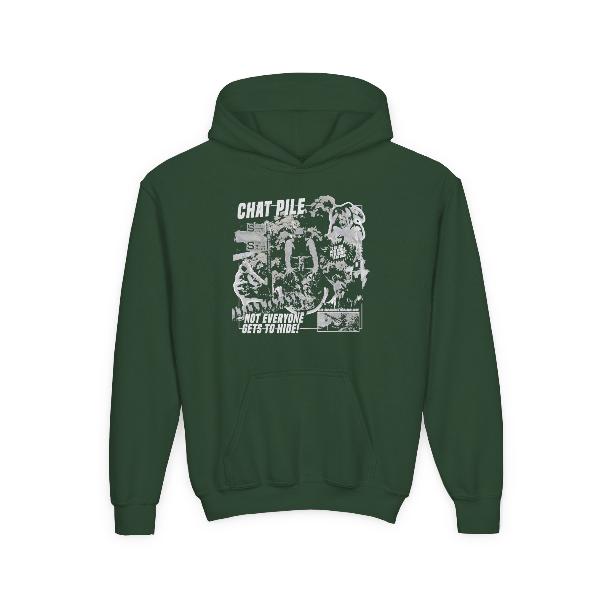Chat Pile Weekly World News Youth Heavy Blend Hooded Sweatshirt - Image 3