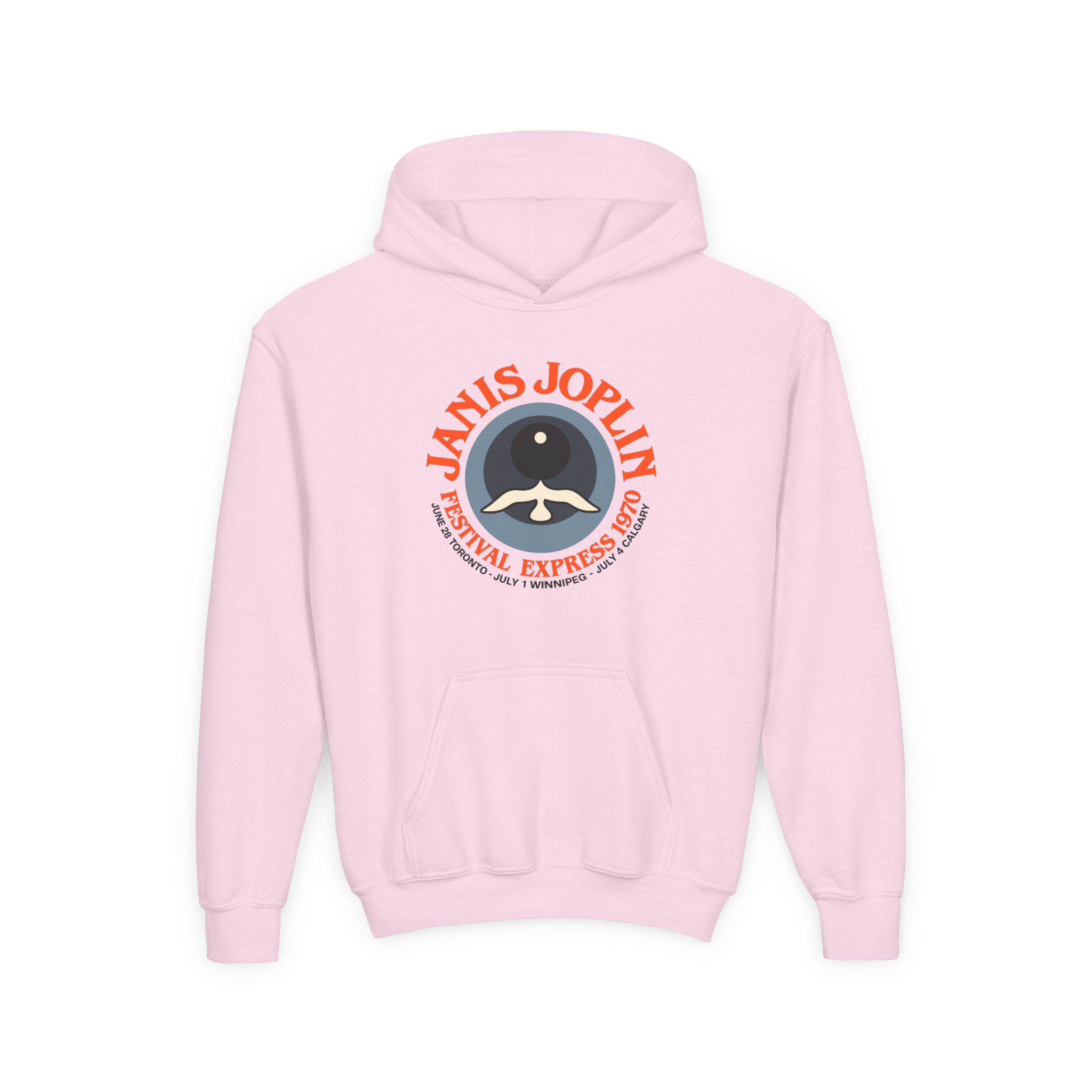 Janis Joplin Festival Express 1970 Youth Heavy Blend Hooded Sweatshirt - Image 7