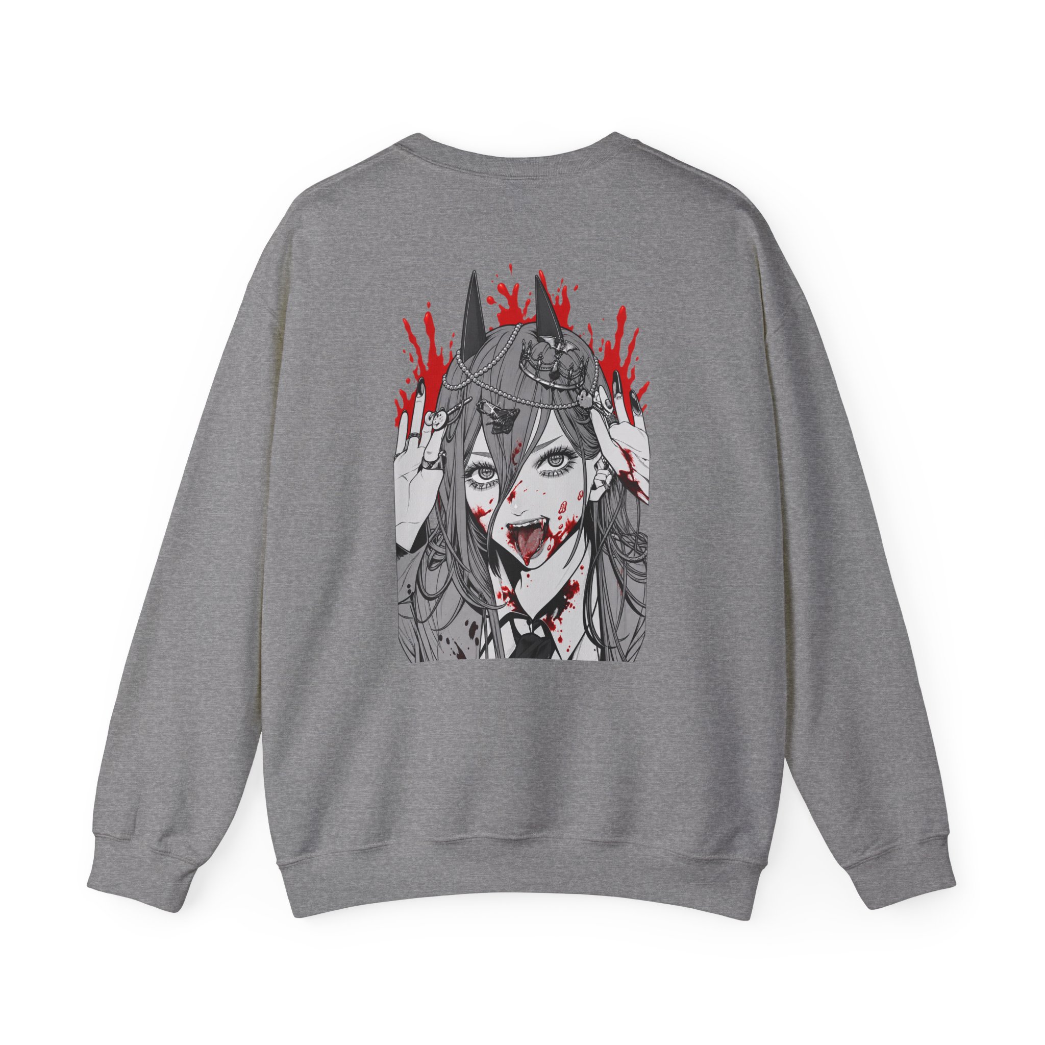 Chainsaw Man Power Grey Melange Unisex Heavy Blend™ Crewneck Sweatshirt - Image 6