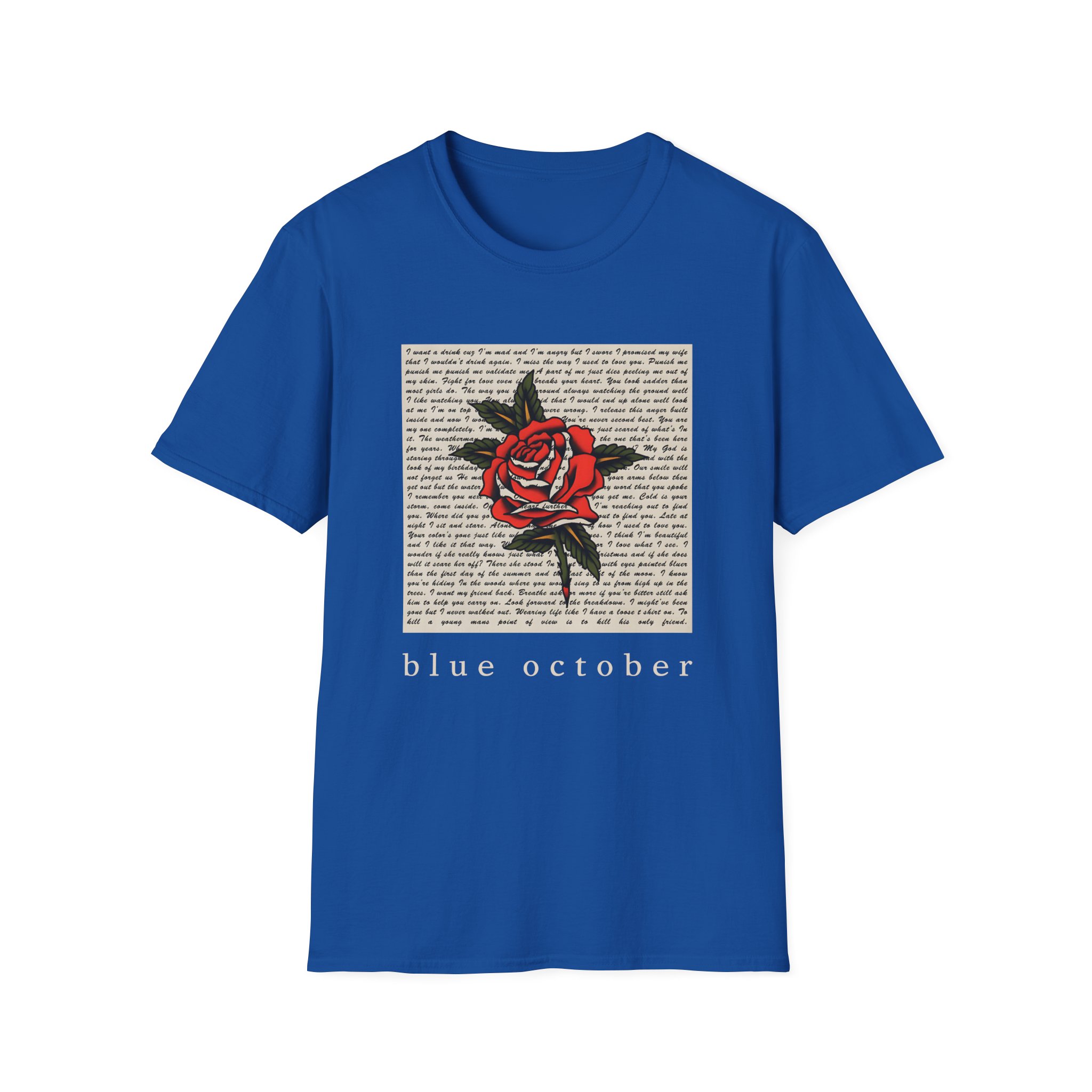 Blue October Rose Lyric Unisex Softstyle T-Shirt - Image 9