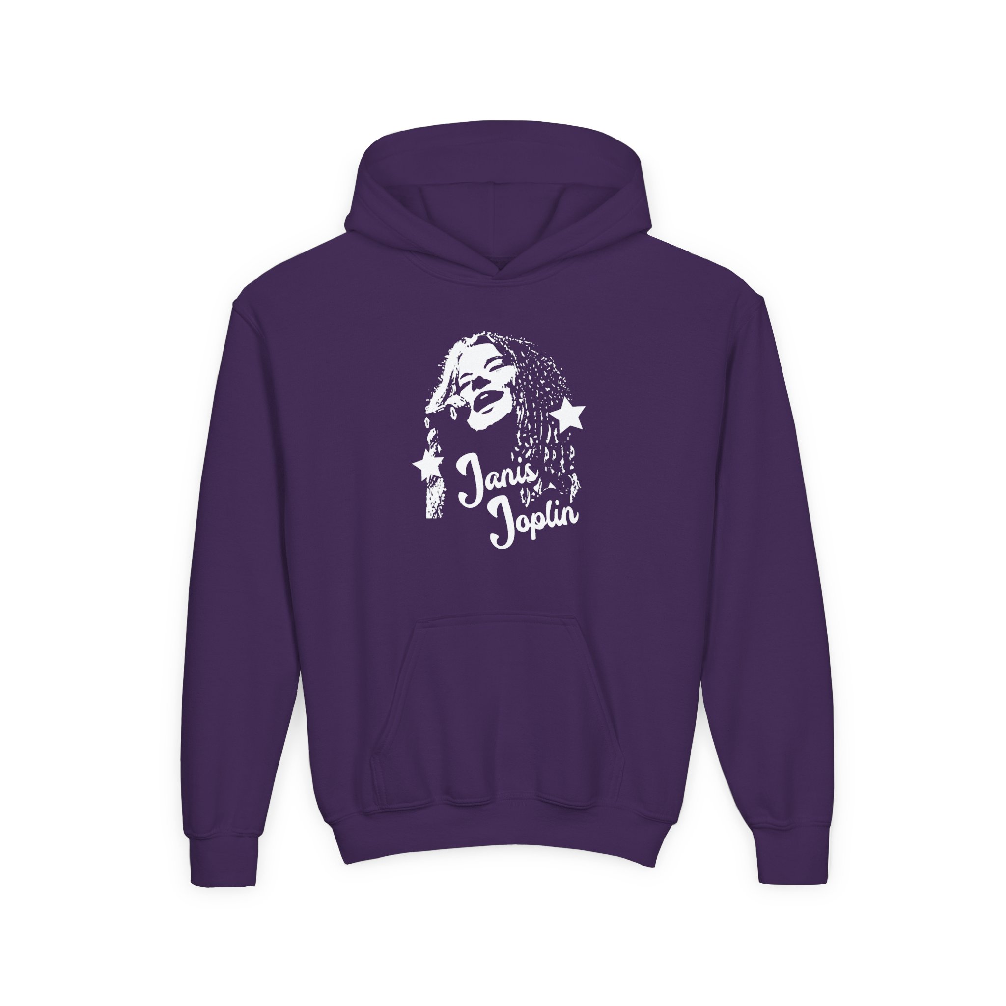 Janis Joplin Photo Youth Heavy Blend Hooded Sweatshirt - Image 9