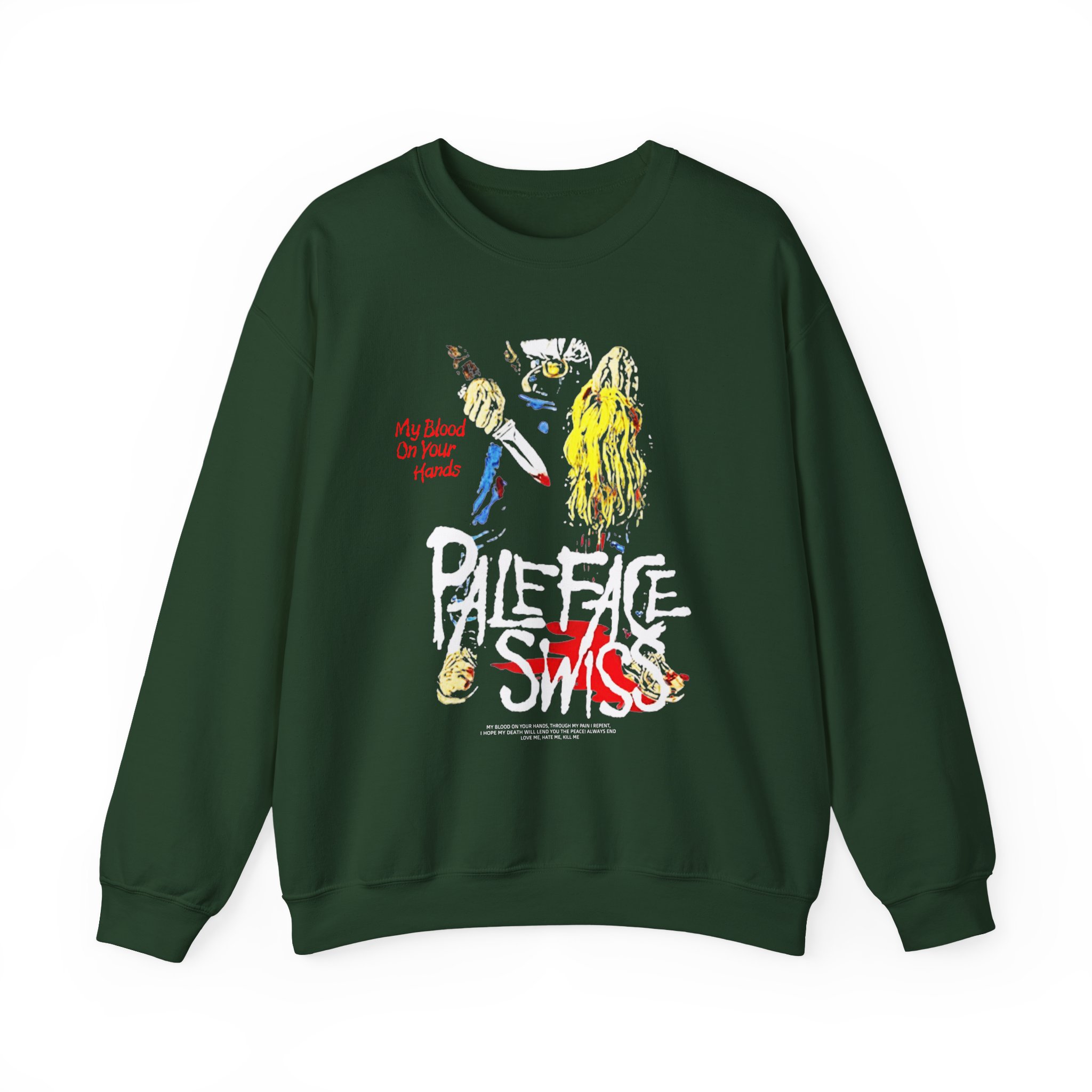 Paleface Swiss My Blood on Your Hands Washed Out Unisex Heavy Blend™ Crewneck Sweatshirt - Image 7