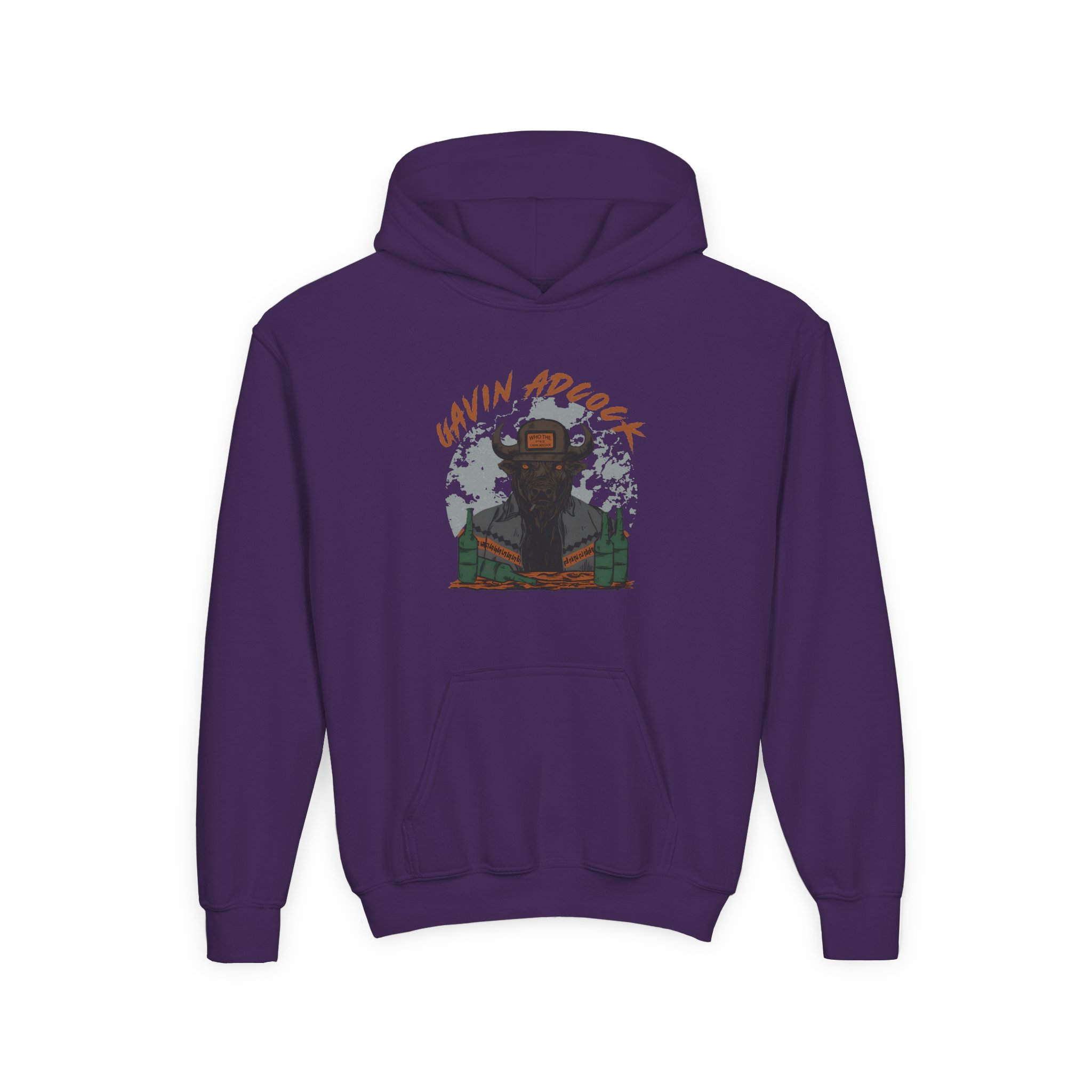 Gavin Adcock Graphite Bull Youth Heavy Blend Hooded Sweatshirt - Image 5