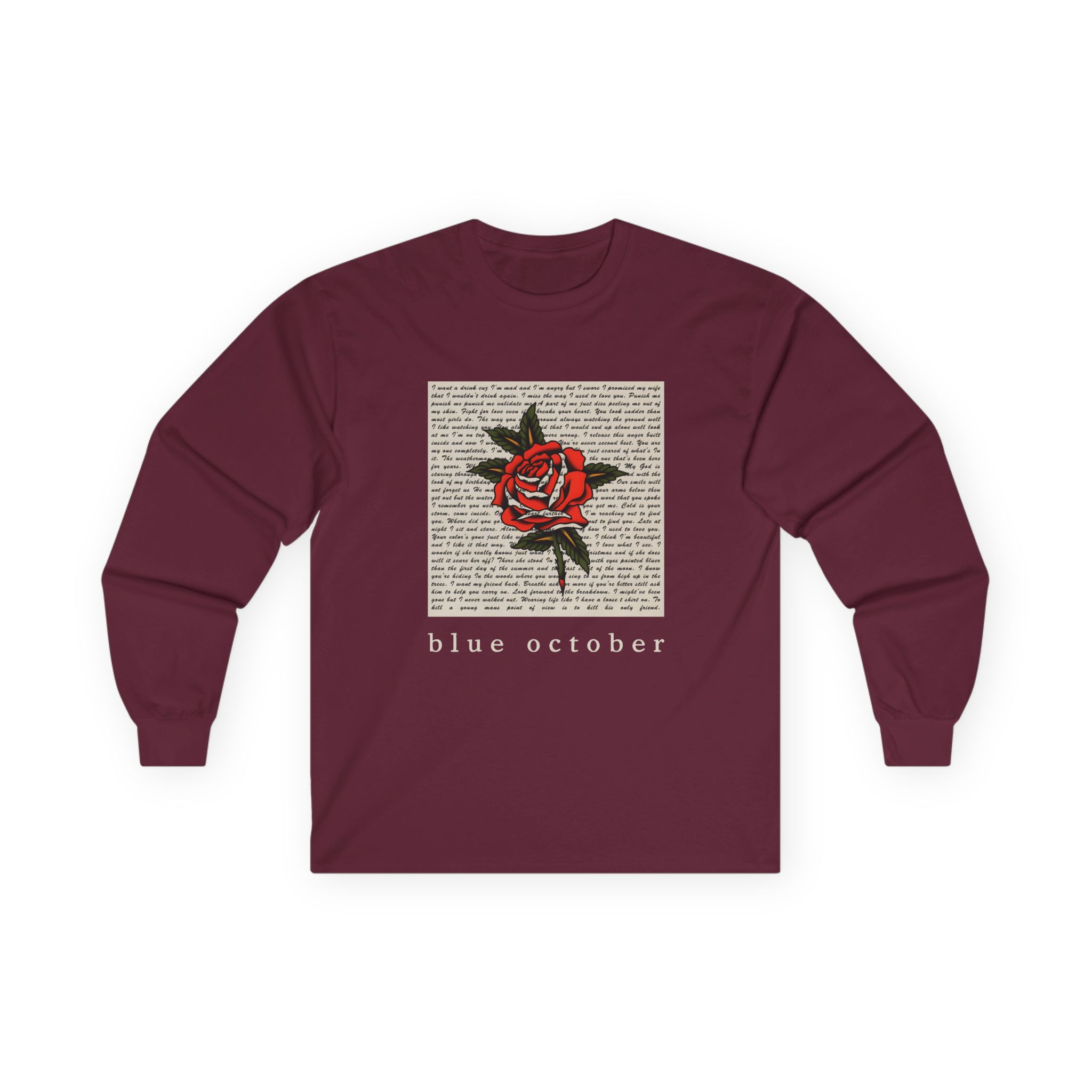 Blue October Rose Lyric Unisex Ultra Cotton Long Sleeve Tee - Image 3