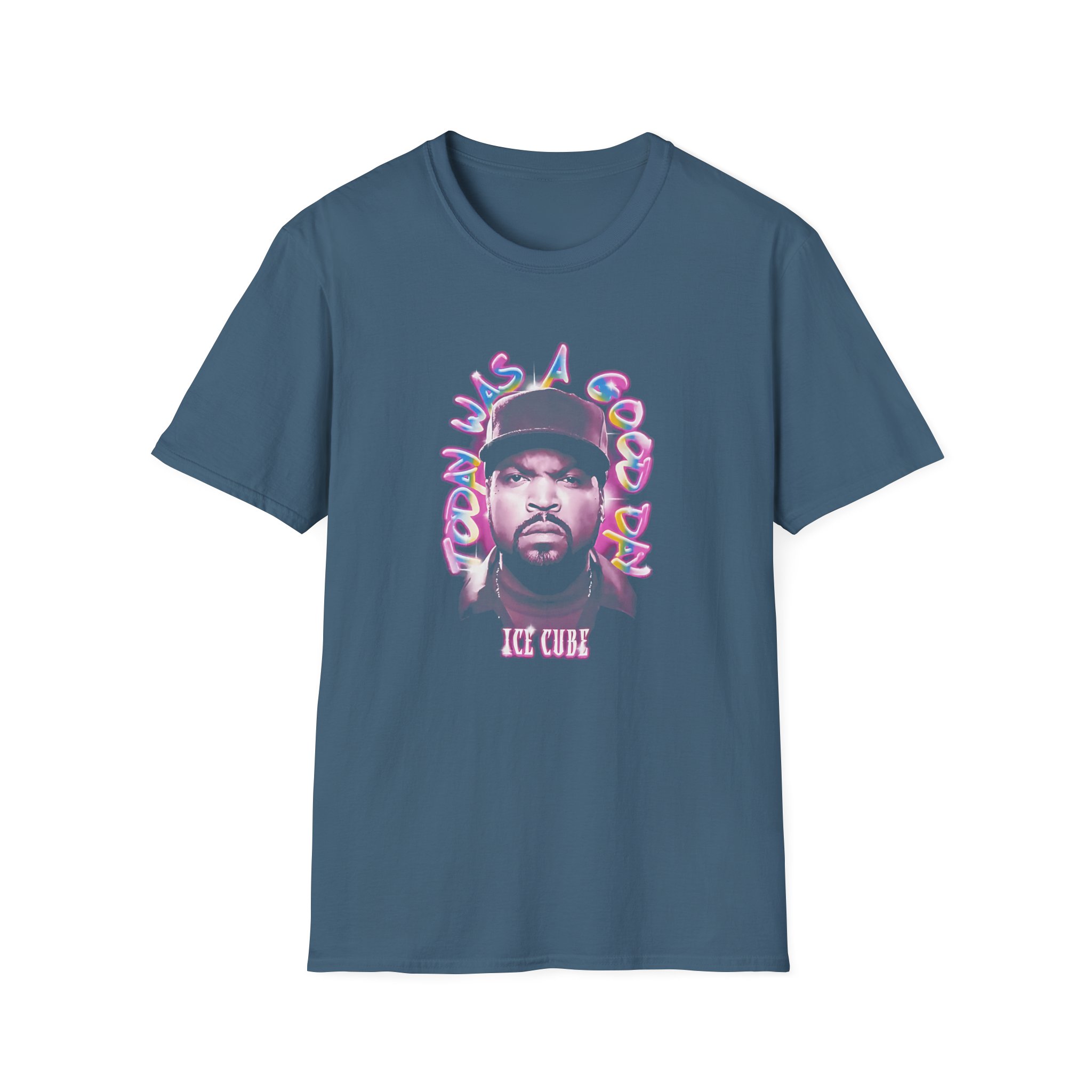 Ice Cube Airbrush Portrait Unisex Softstyle T-Shirt - Image 9