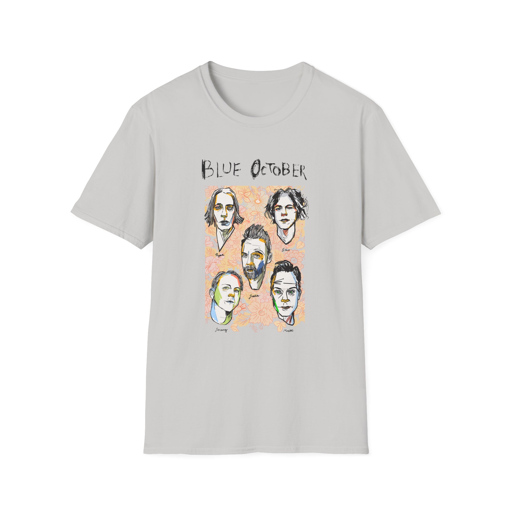 Blue October Caricature Unisex Softstyle T-Shirt - Image 5