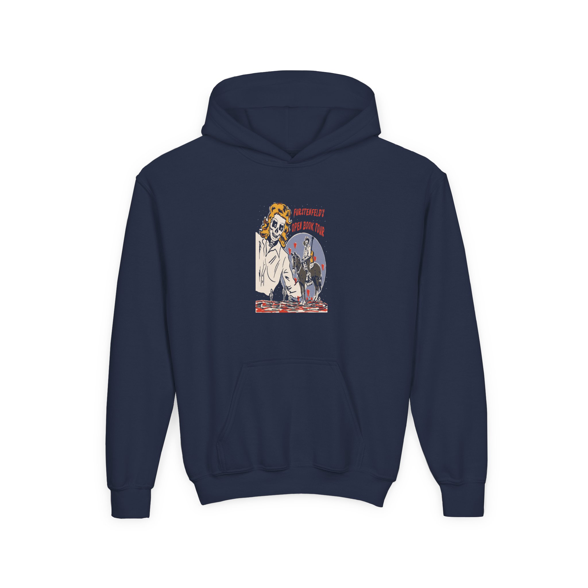 Blue October Open Book Skeleton Cowboy Youth Heavy Blend Hooded Sweatshirt - Image 5