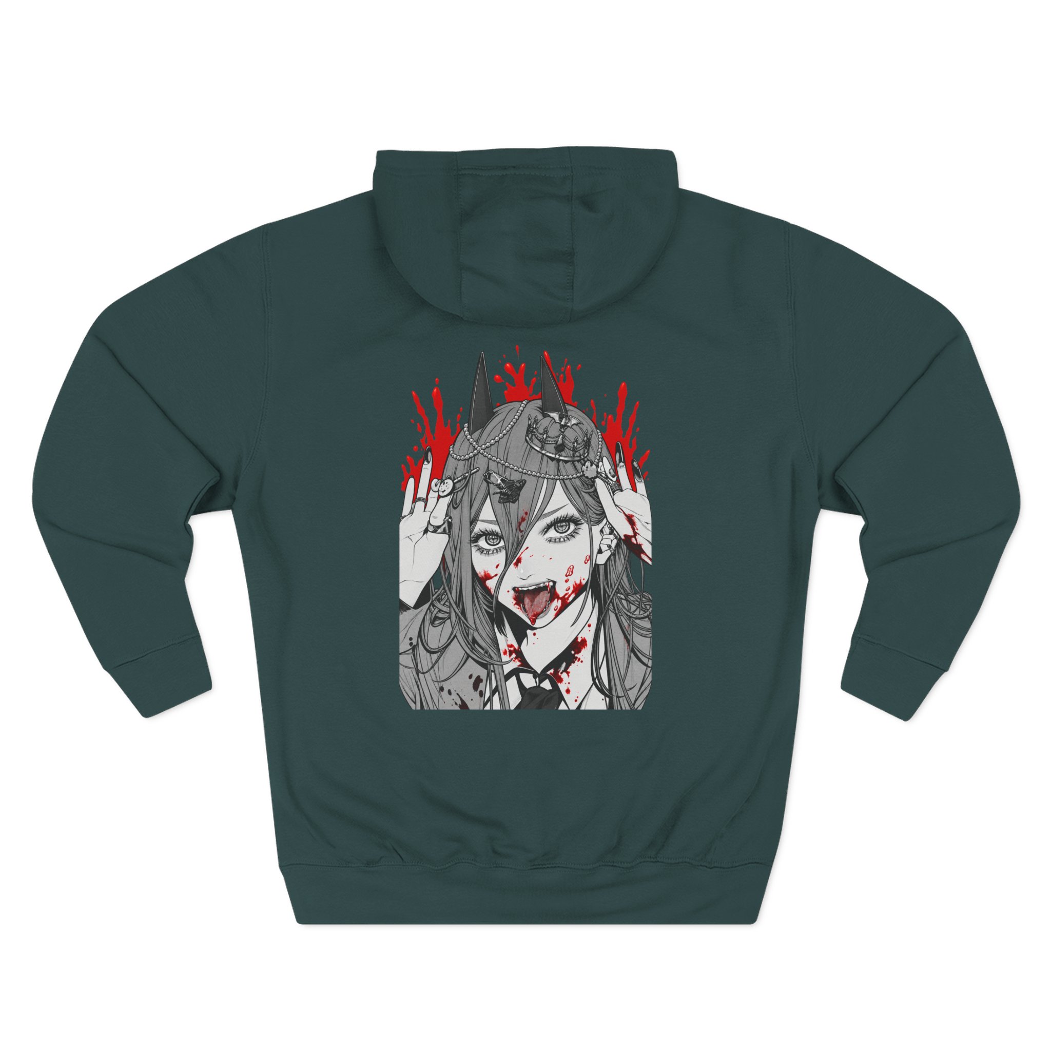 Chainsaw Man Power Grey Melange Three-Panel Fleece Hoodie - Image 6
