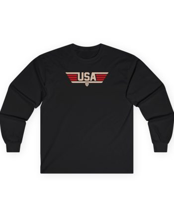 Valuetainment Men's USA Stripe Unisex Ultra Cotton Long Sleeve Tee