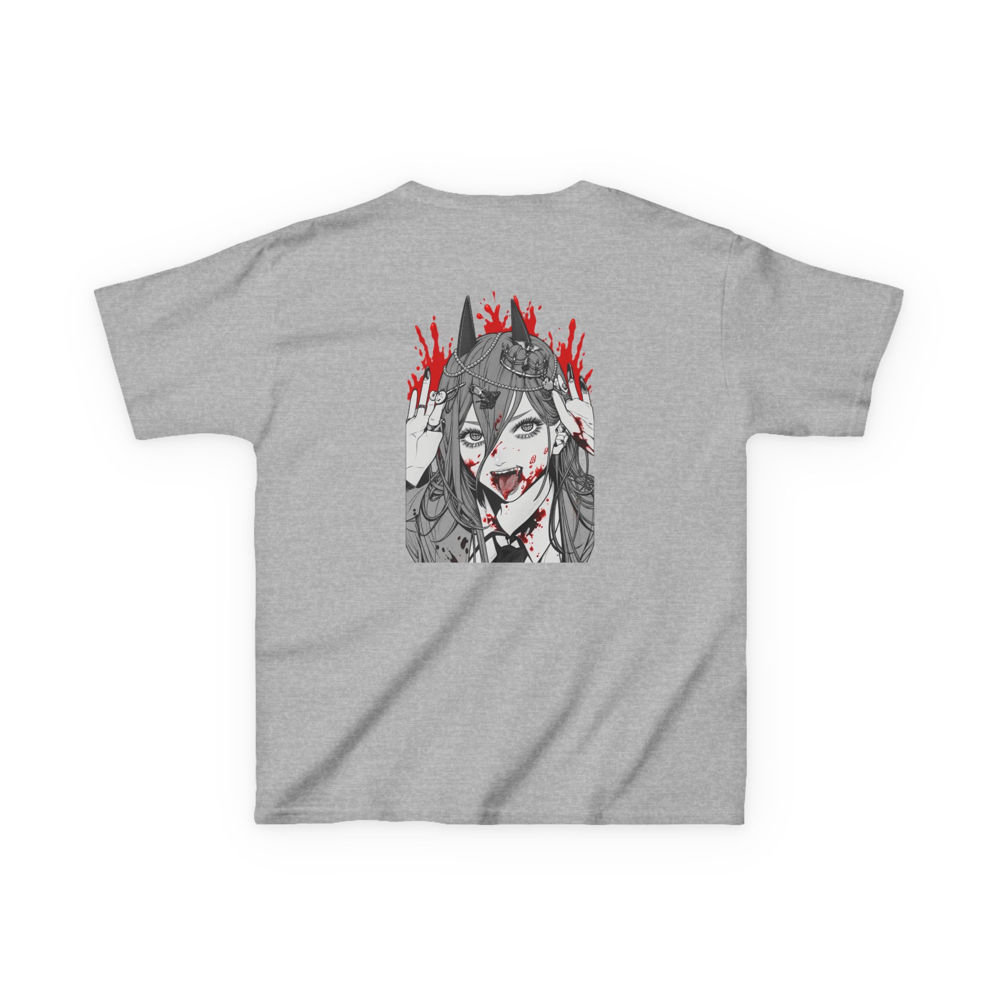 Chainsaw Man Power Grey Melange Kids Heavy Cotton™ Tee - Image 2