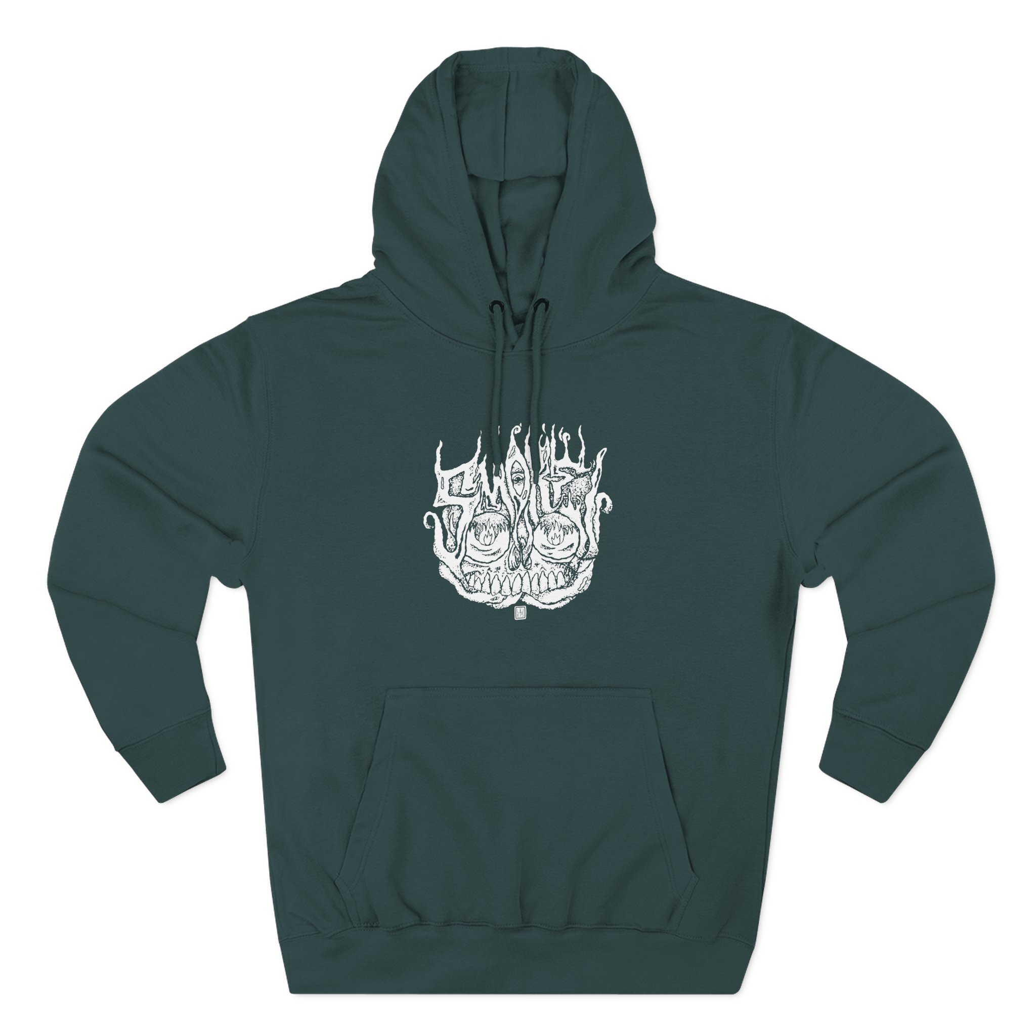 Smoke Smoking Skull Three-Panel Fleece Hoodie - Image 7