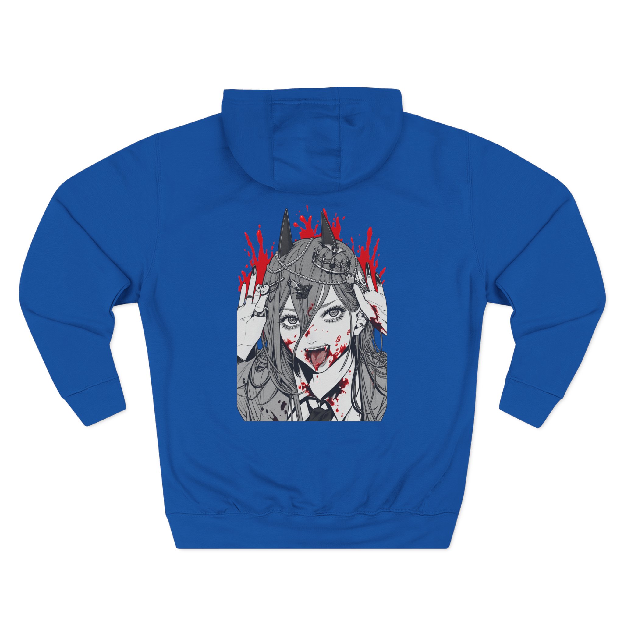 Chainsaw Man Power Grey Melange Three-Panel Fleece Hoodie - Image 8