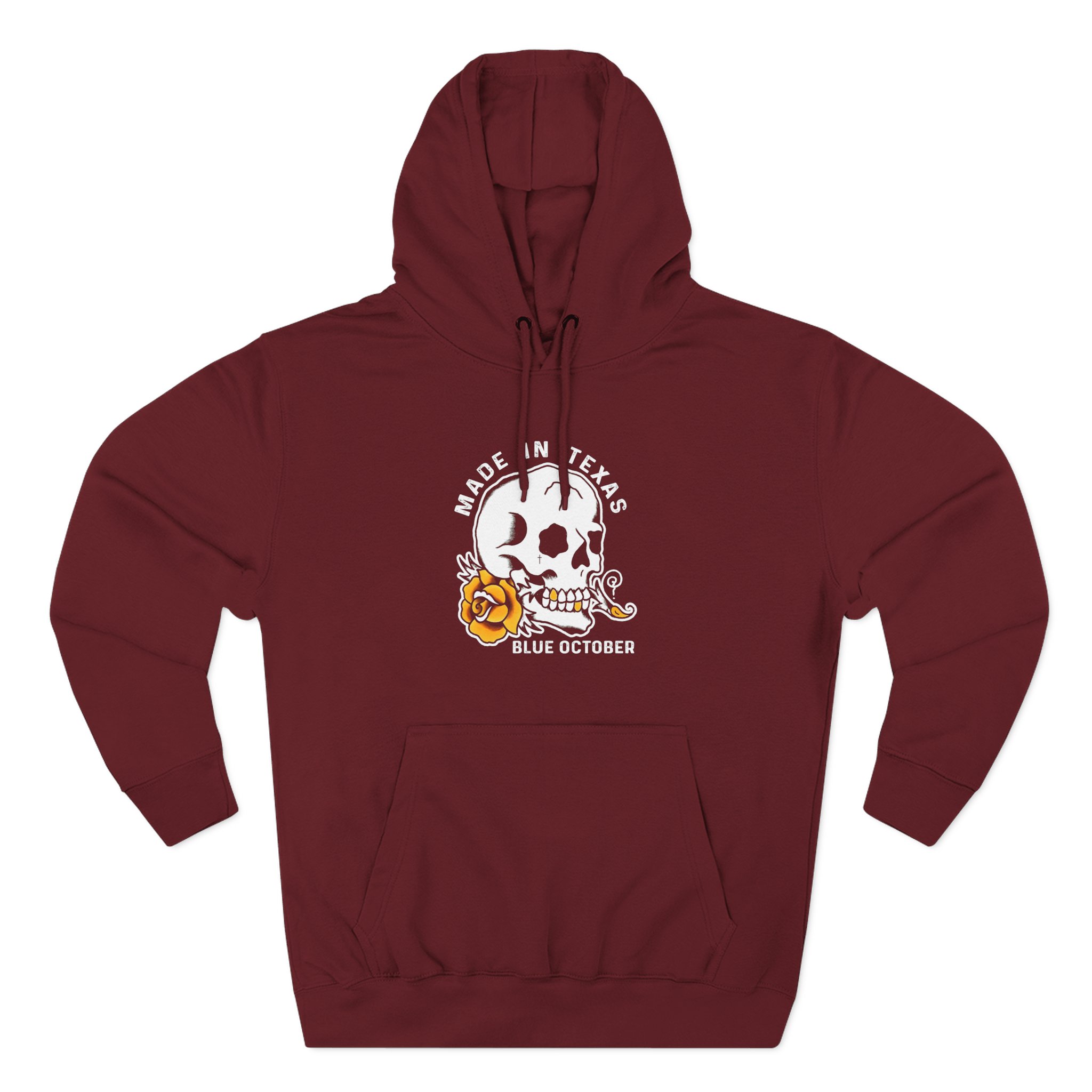 Blue October Skull Rose Three-Panel Fleece Hoodie - Image 11