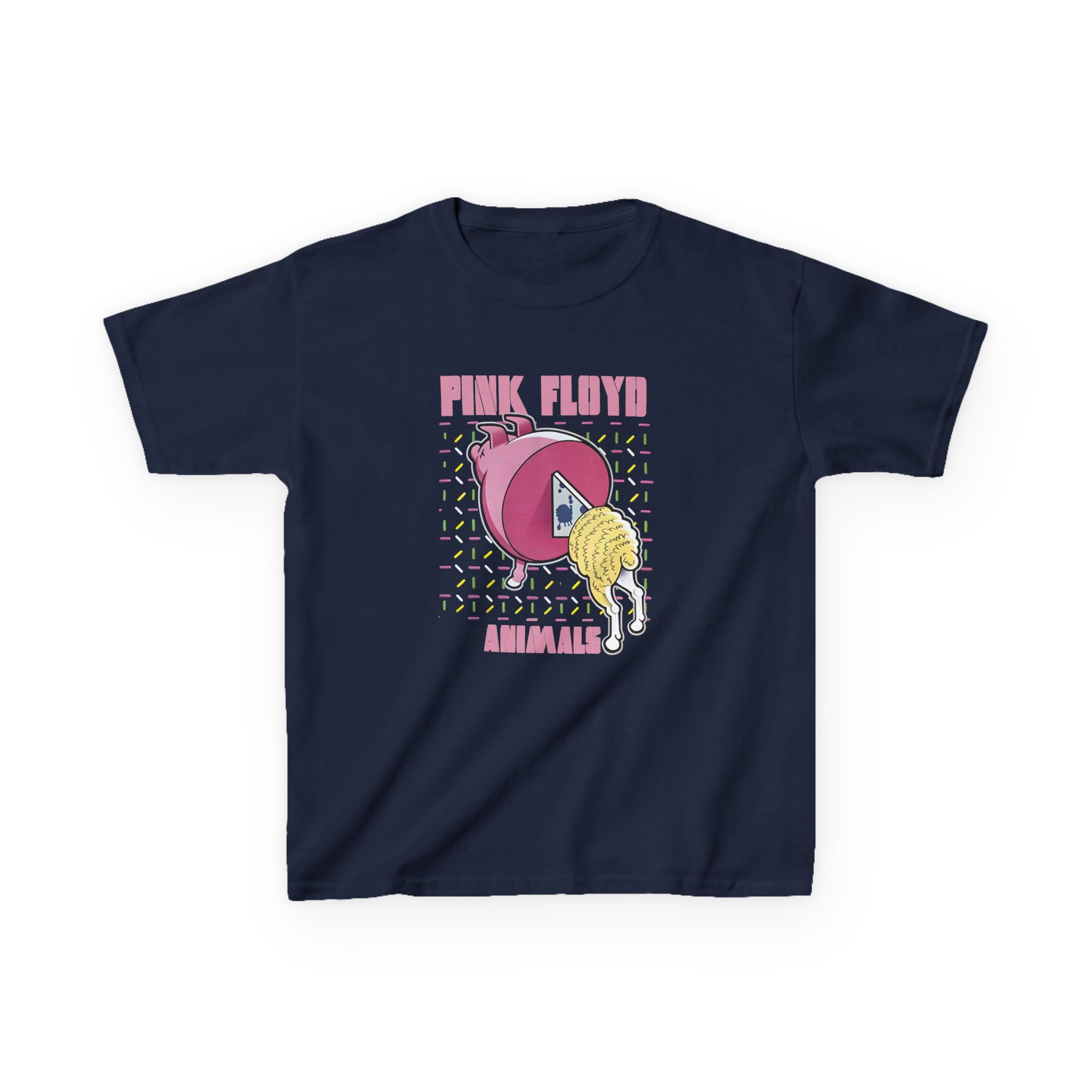 Pink Floyd Animals Oink Oink Kids Pink Retro Cartoon Graphic Tee - Image 9