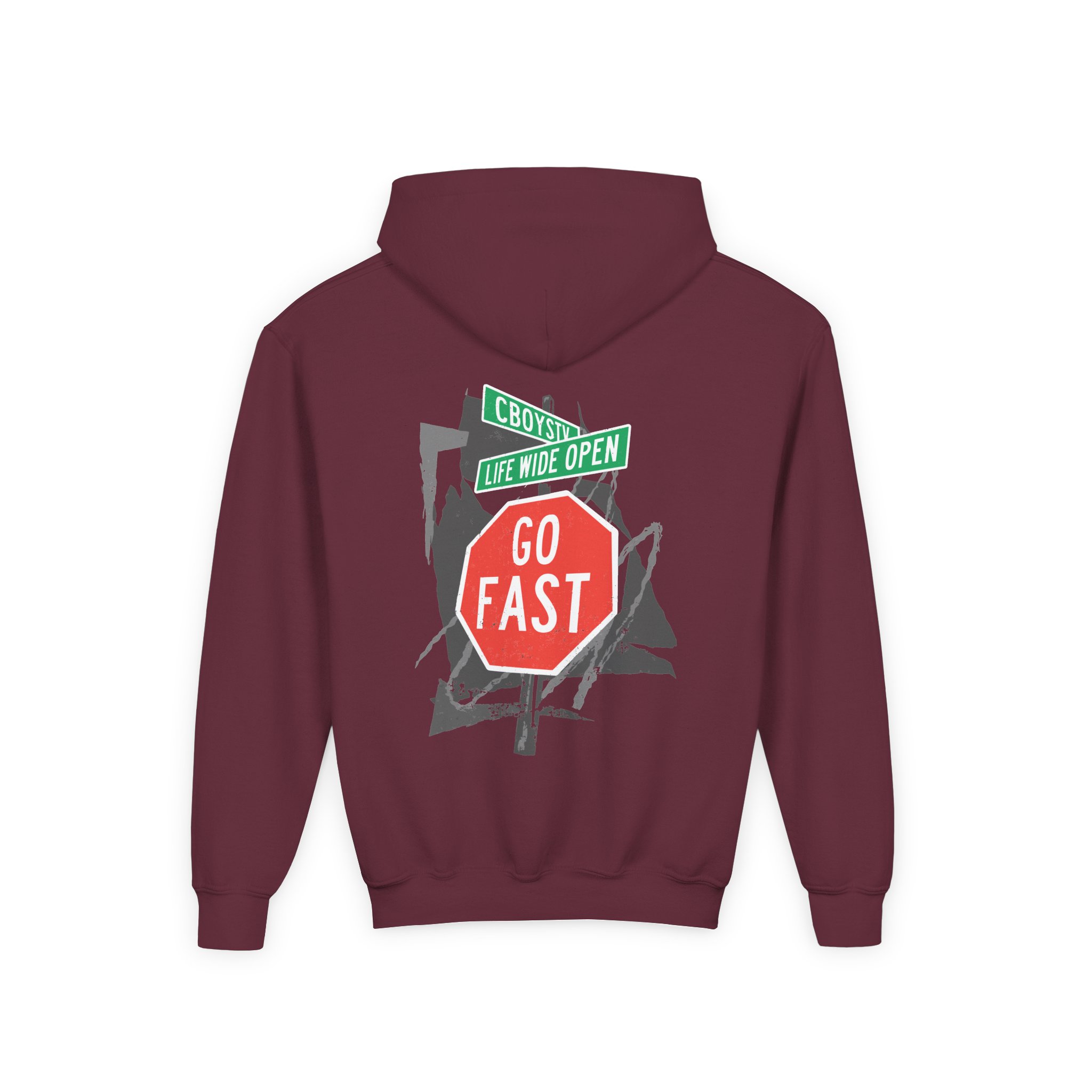 Cboystv Street Sign Youth Heavy Blend Hooded Sweatshirt - Image 4