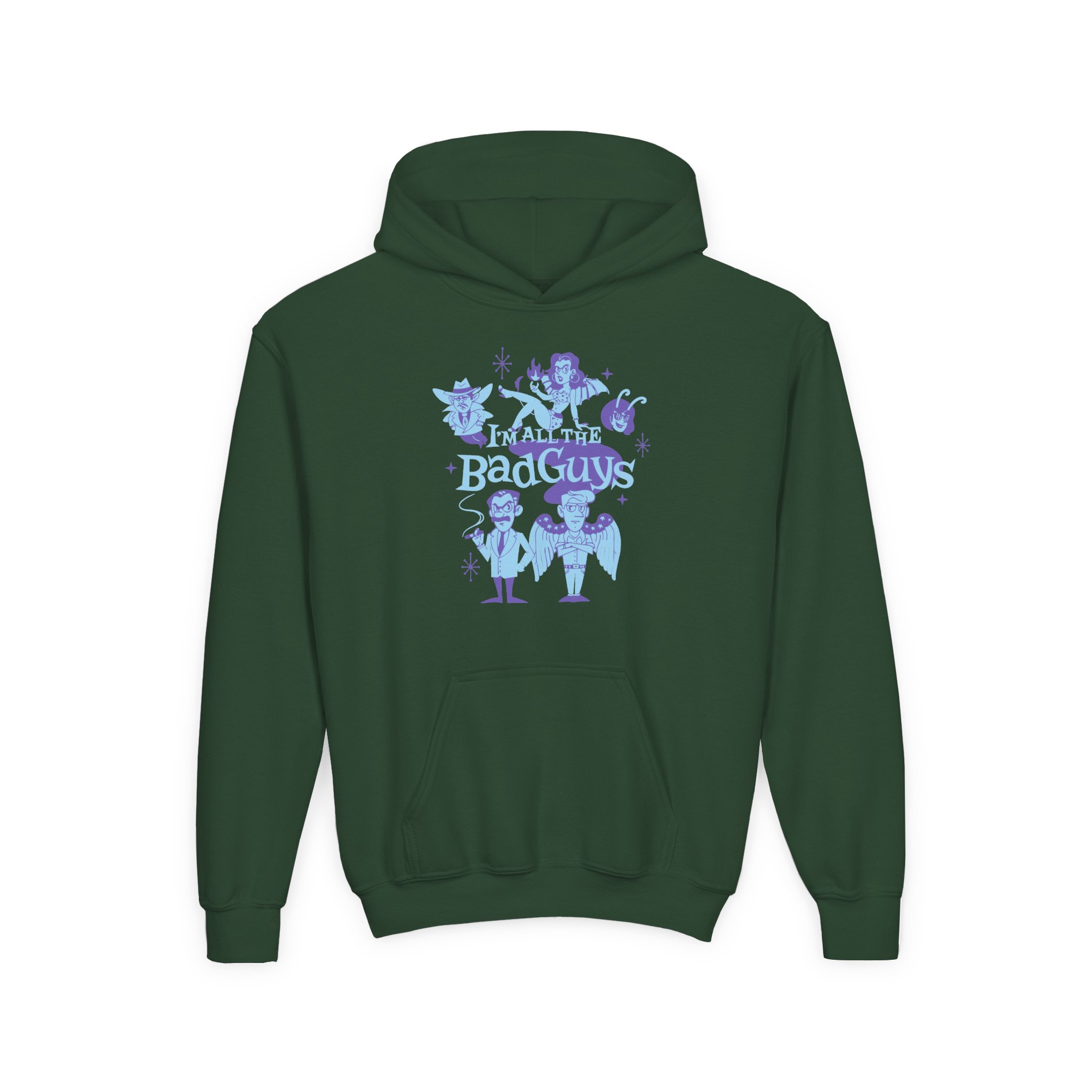 Dropout I'm All The Bad Guys Youth Heavy Blend Hooded Sweatshirt - Image 5