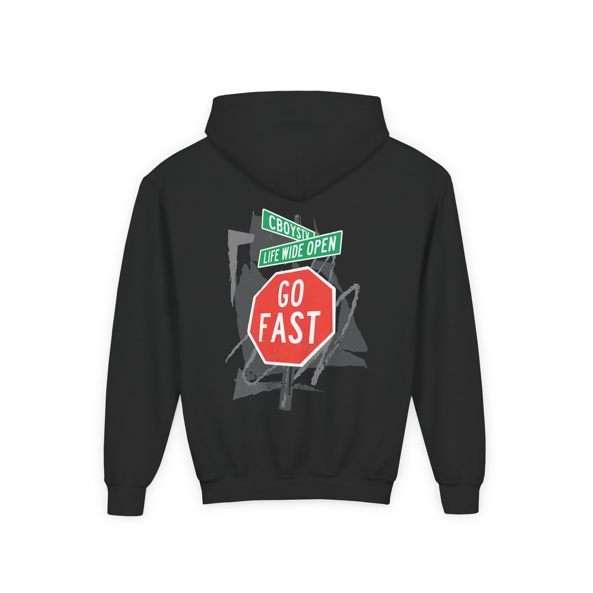 Cboystv Street Sign Youth Heavy Blend Hooded Sweatshirt - Image 2