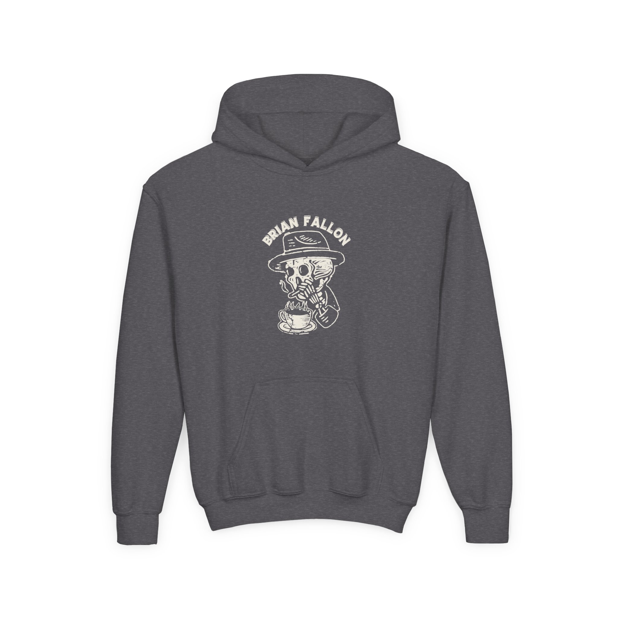Brian Fallon Smoking Skeleton Youth Heavy Blend Hooded Sweatshirt - Image 7