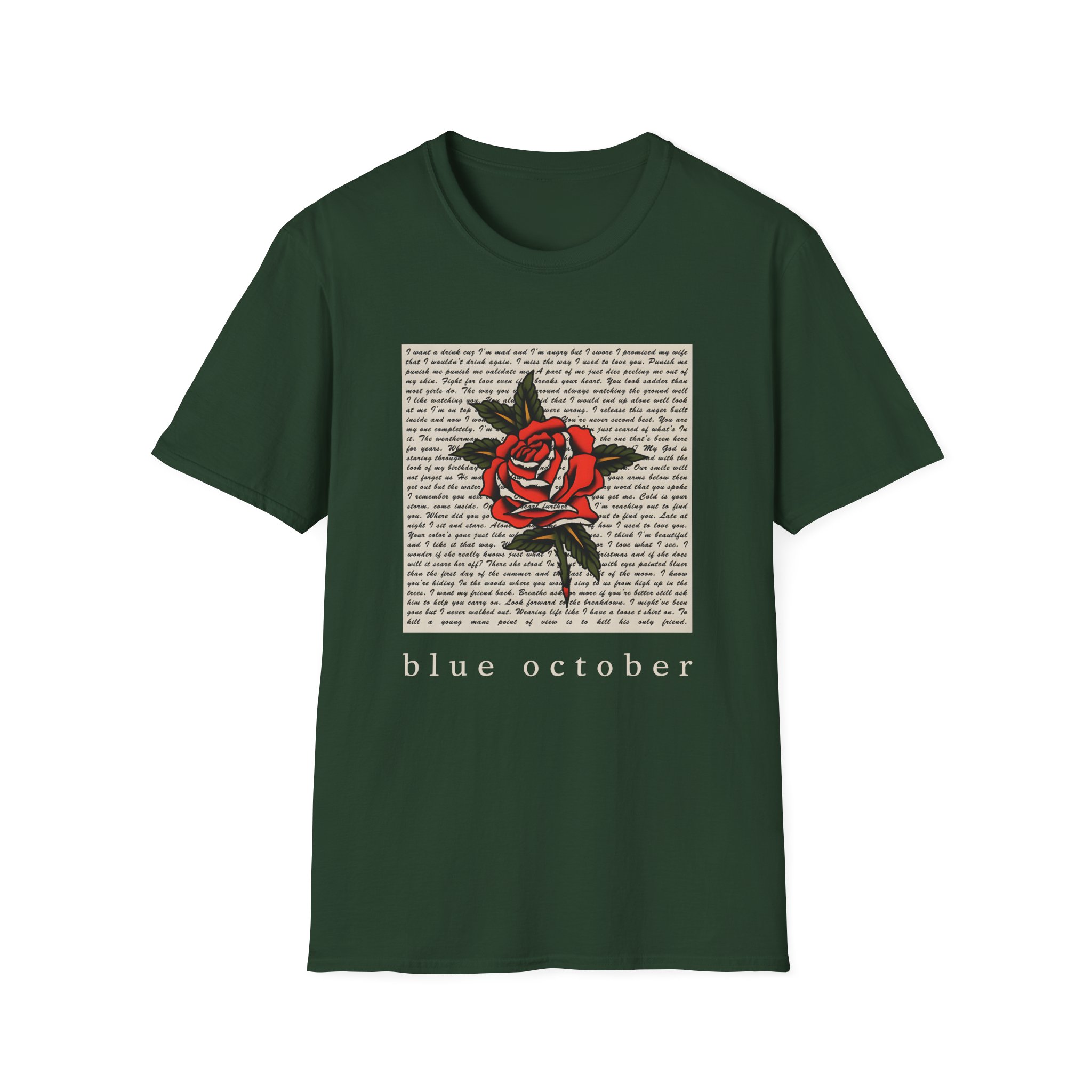 Blue October Rose Lyric Unisex Softstyle T-Shirt - Image 7
