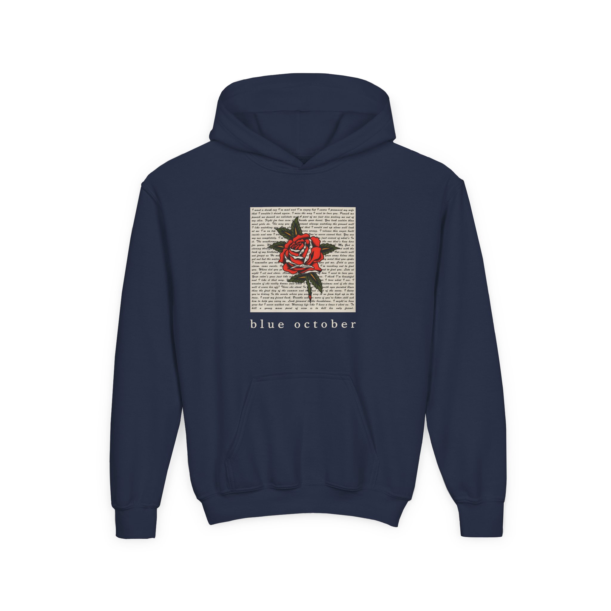 Blue October Rose Lyric Youth Heavy Blend Hooded Sweatshirt - Image 11