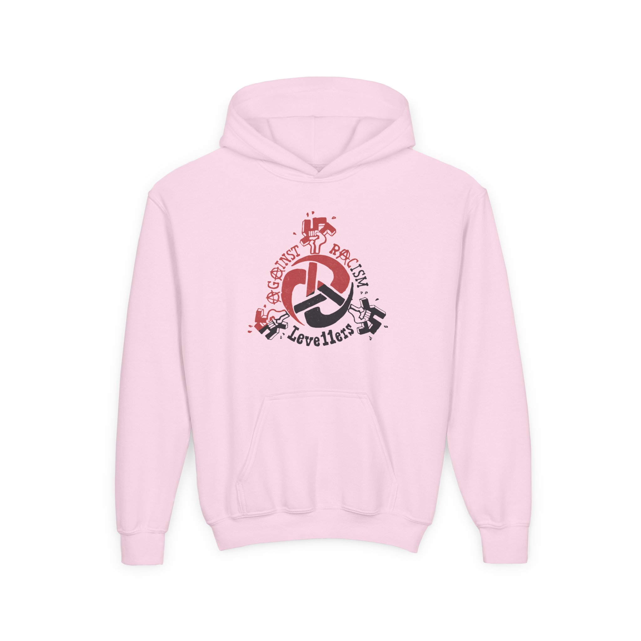 Levellers Against Racism Youth Heavy Blend Hooded Sweatshirt - Image 7