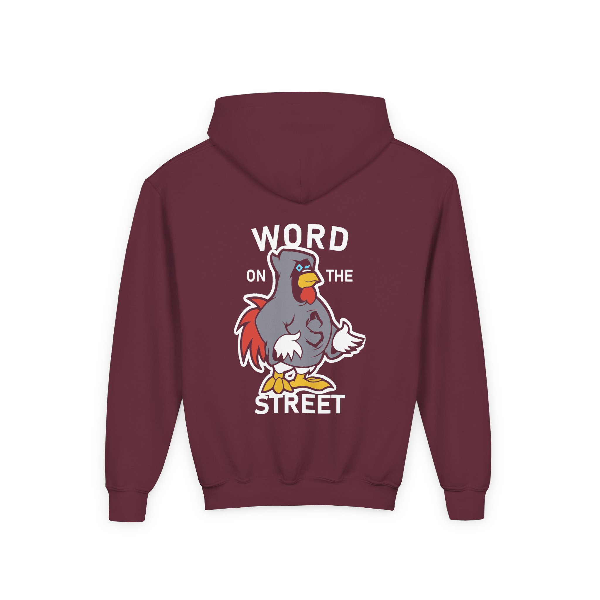 Shroud Chicken Word On The Street Youth Heavy Blend Hooded Sweatshirt - Image 4