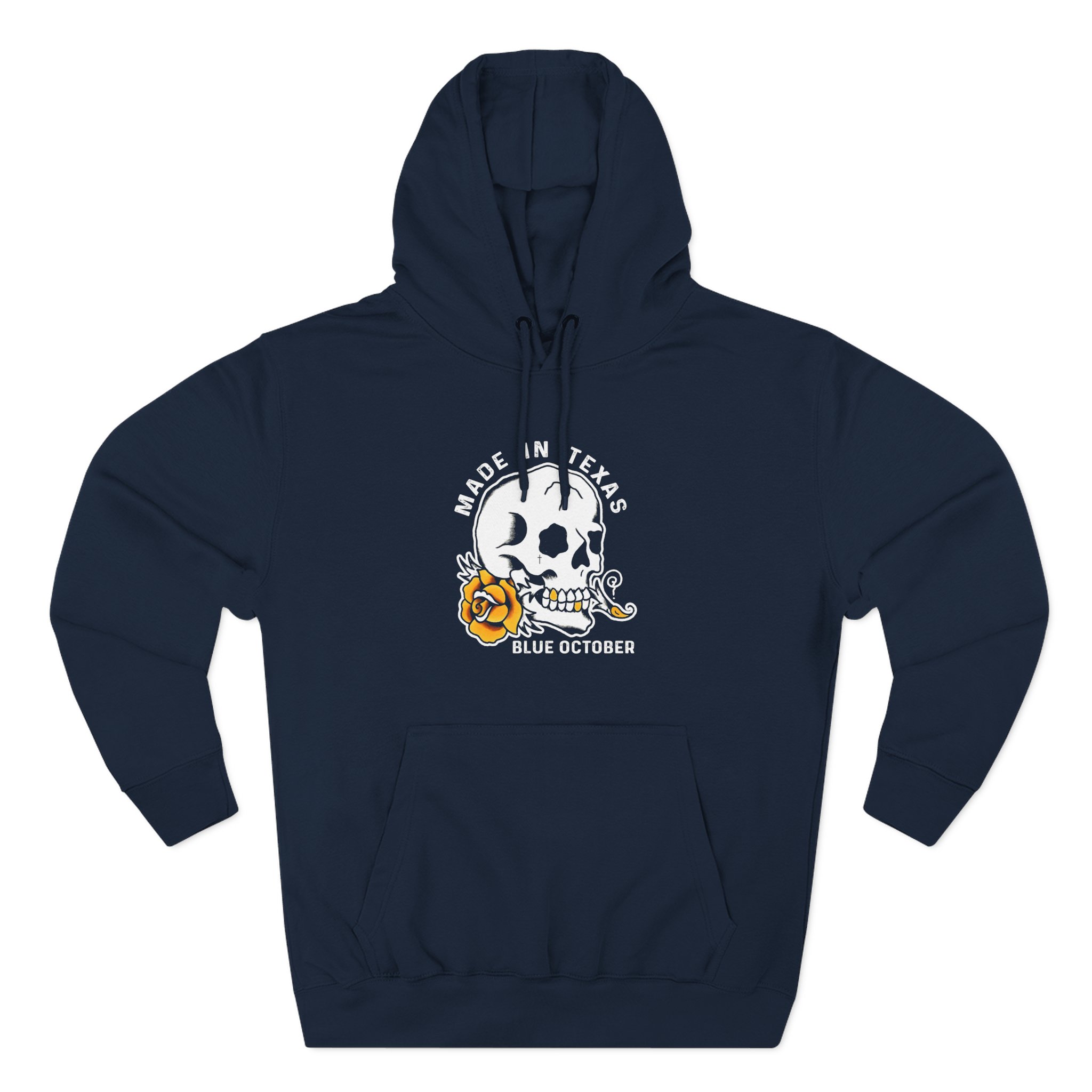 Blue October Skull Rose Three-Panel Fleece Hoodie - Image 9