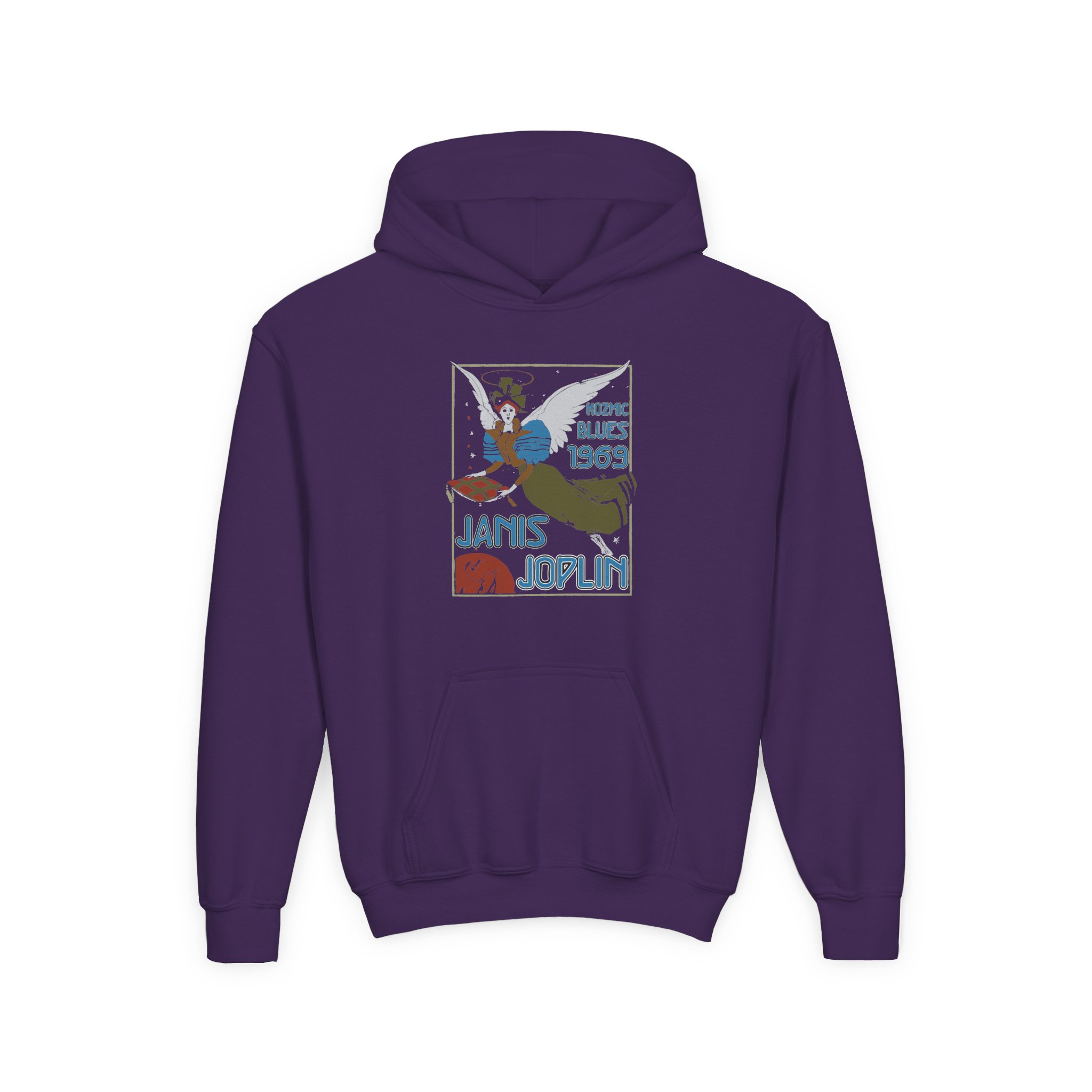 Janis Joplin Kozmic Blues 1969 Youth Heavy Blend Hooded Sweatshirt - Image 5