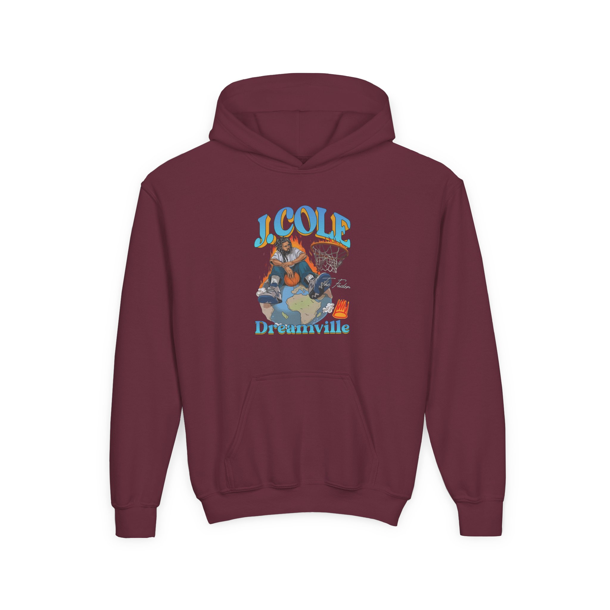 J Cole "Dreamville World" Youth Heavy Blend Hooded Sweatshirt - Image 5