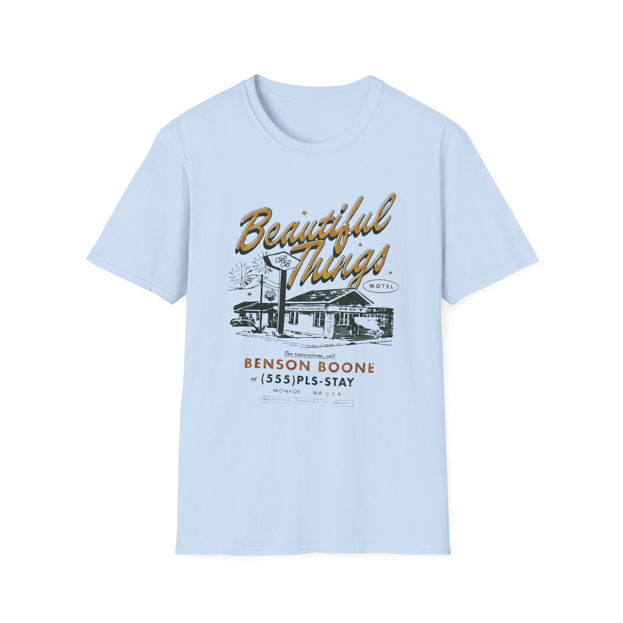 Benson Boone Beautiful Things Motel Unisex Softstyle T-Shirt - Image 9