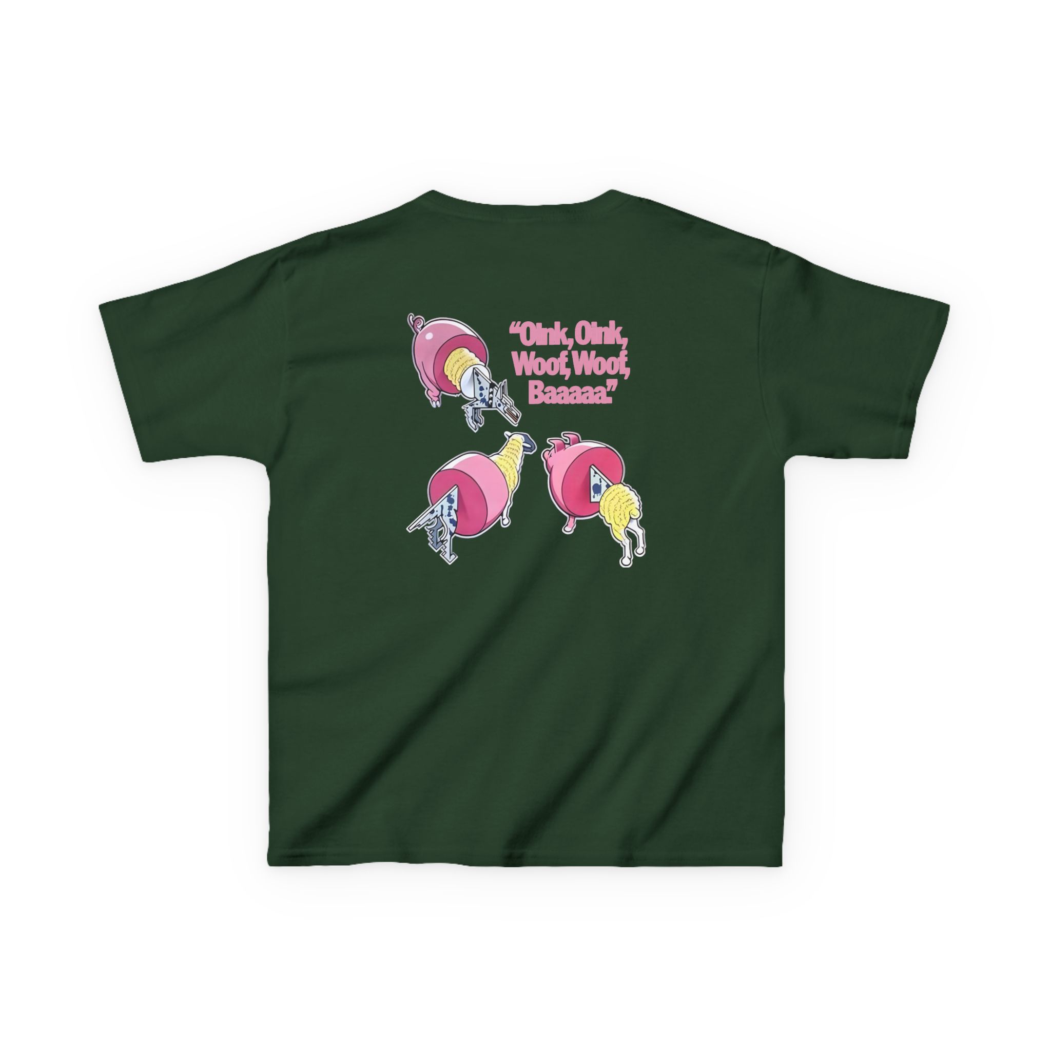 Pink Floyd Animals Oink Oink Kids Pink Retro Cartoon Graphic Tee - Image 6