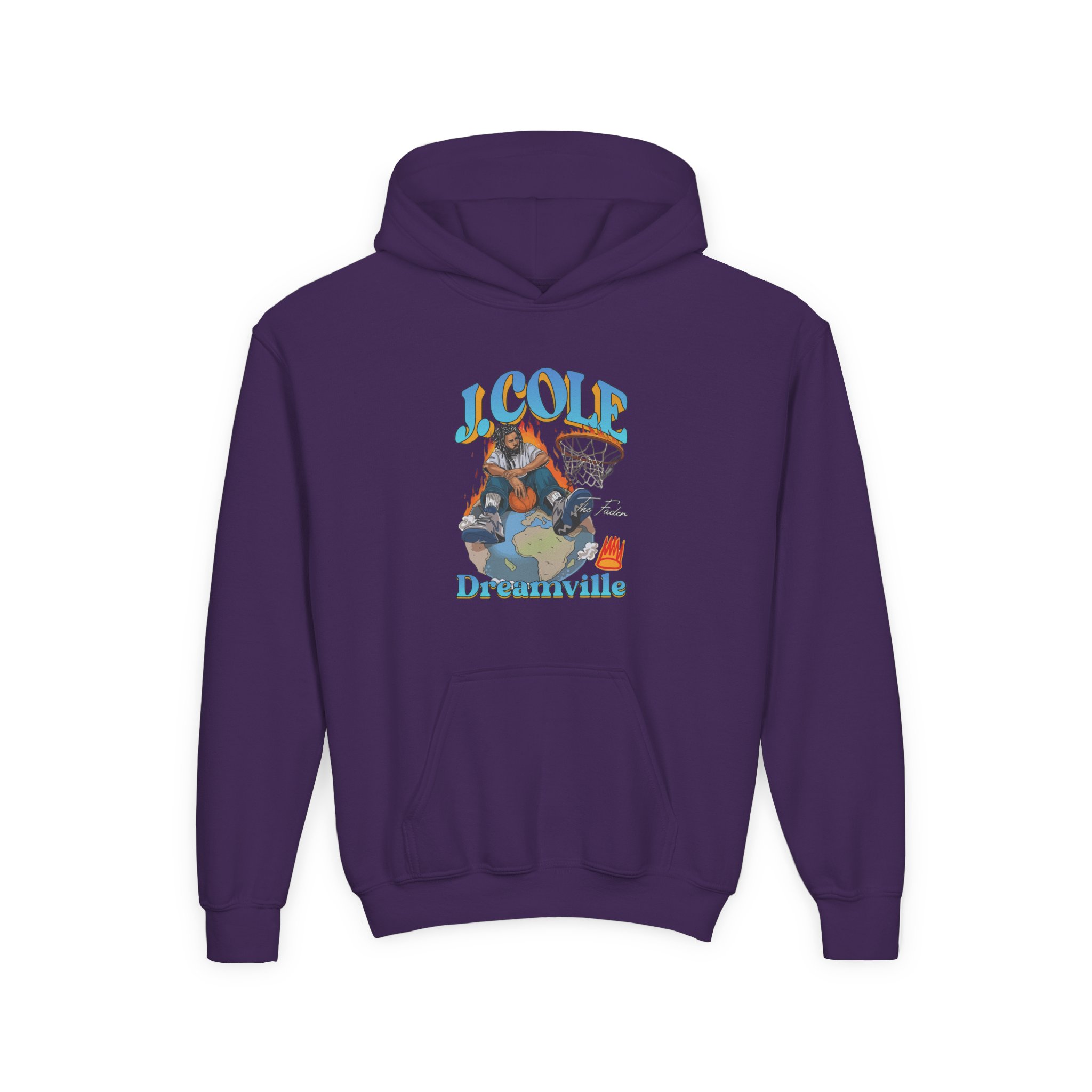 J Cole "Dreamville World" Youth Heavy Blend Hooded Sweatshirt - Image 11