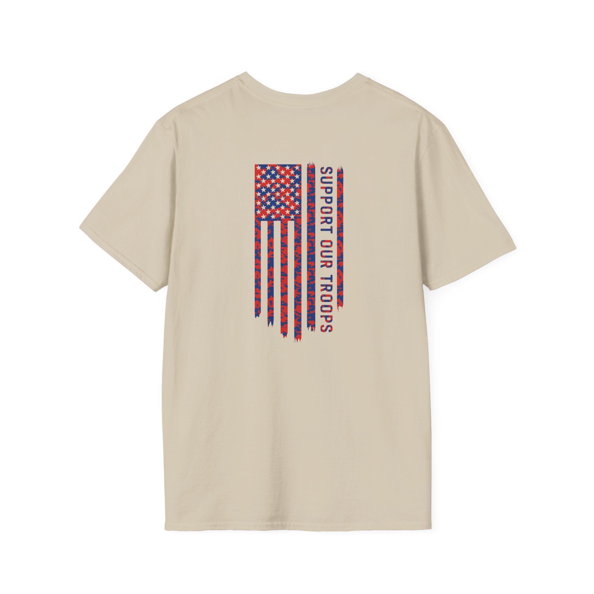 Valuetainment Men's USA Distress Flag Unisex Softstyle T-Shirt - Image 4