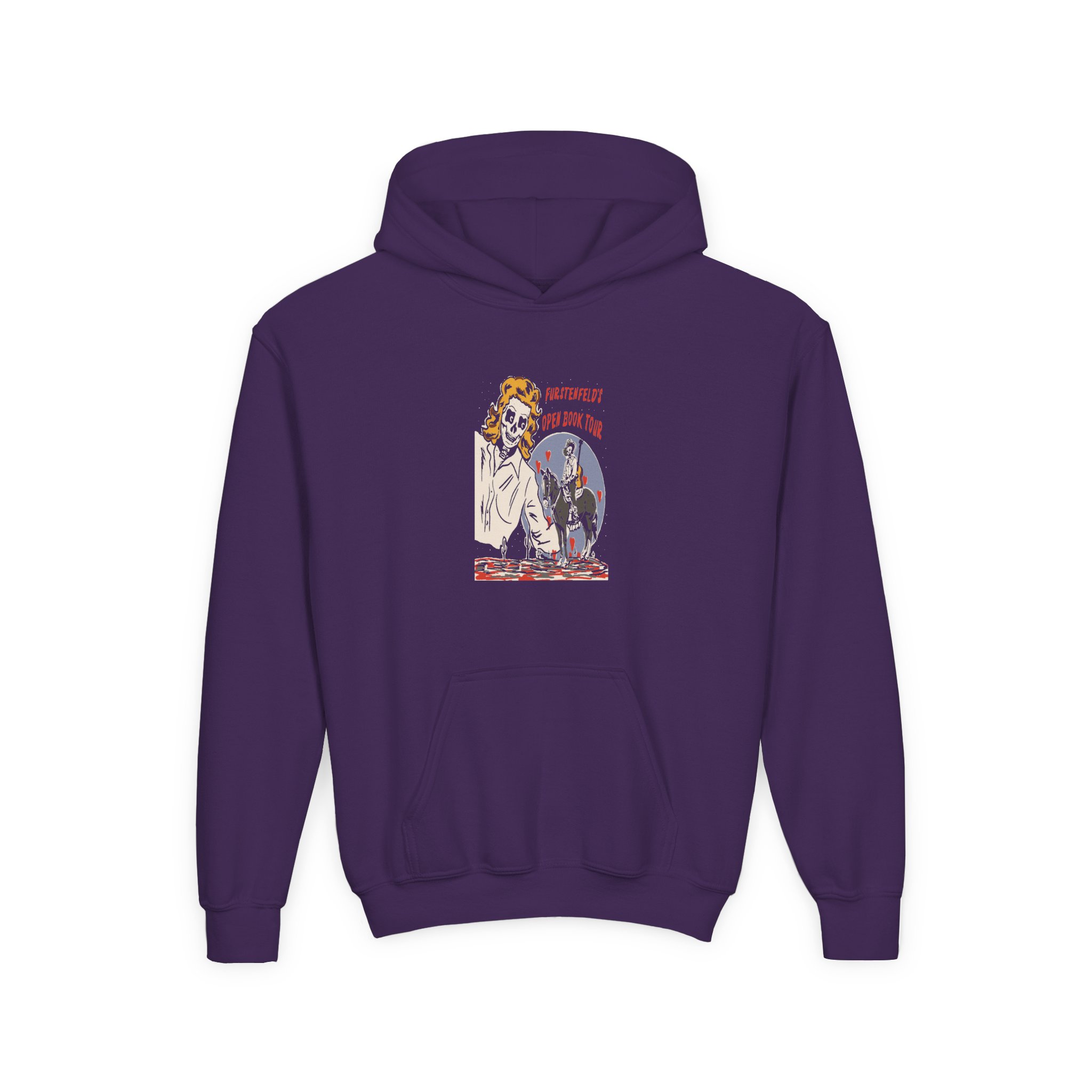 Blue October Open Book Skeleton Cowboy Youth Heavy Blend Hooded Sweatshirt - Image 7